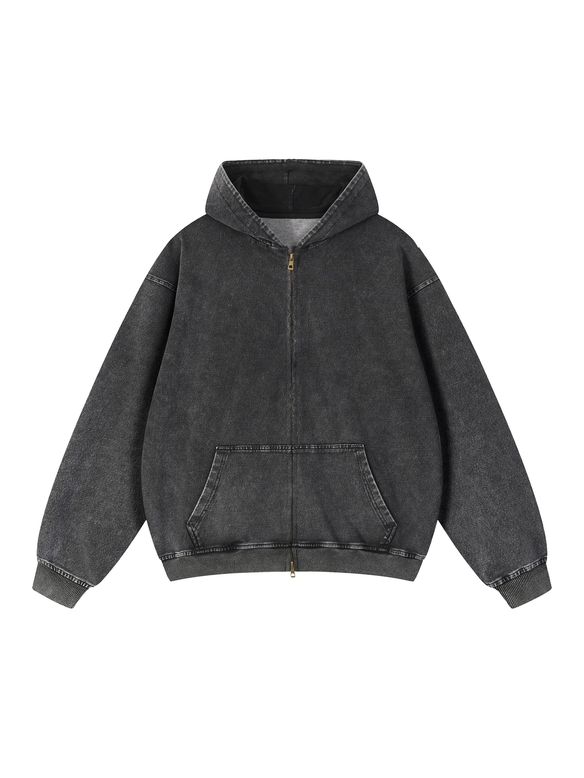 Custom Snow Wash Oversized Zip-Up Hoodie — Hoodies