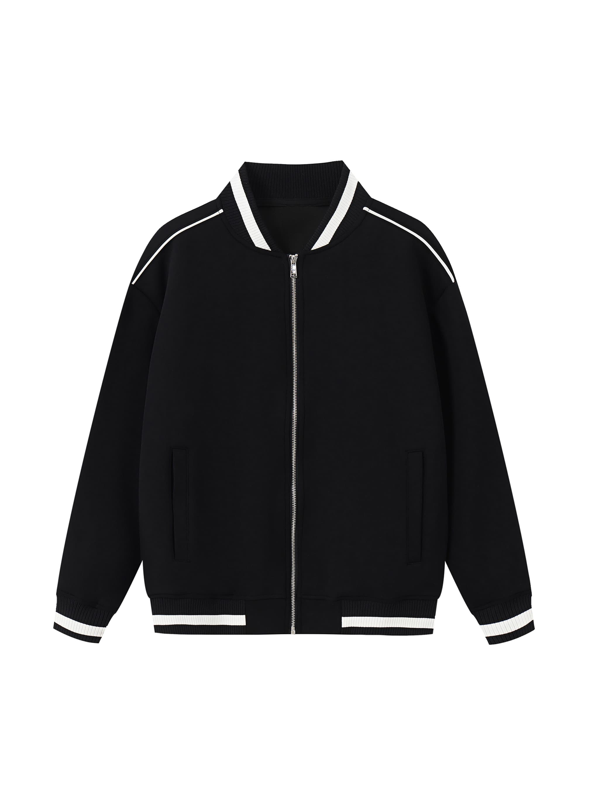 Custom Contrast Piping Bomber Jacket — Outerwear