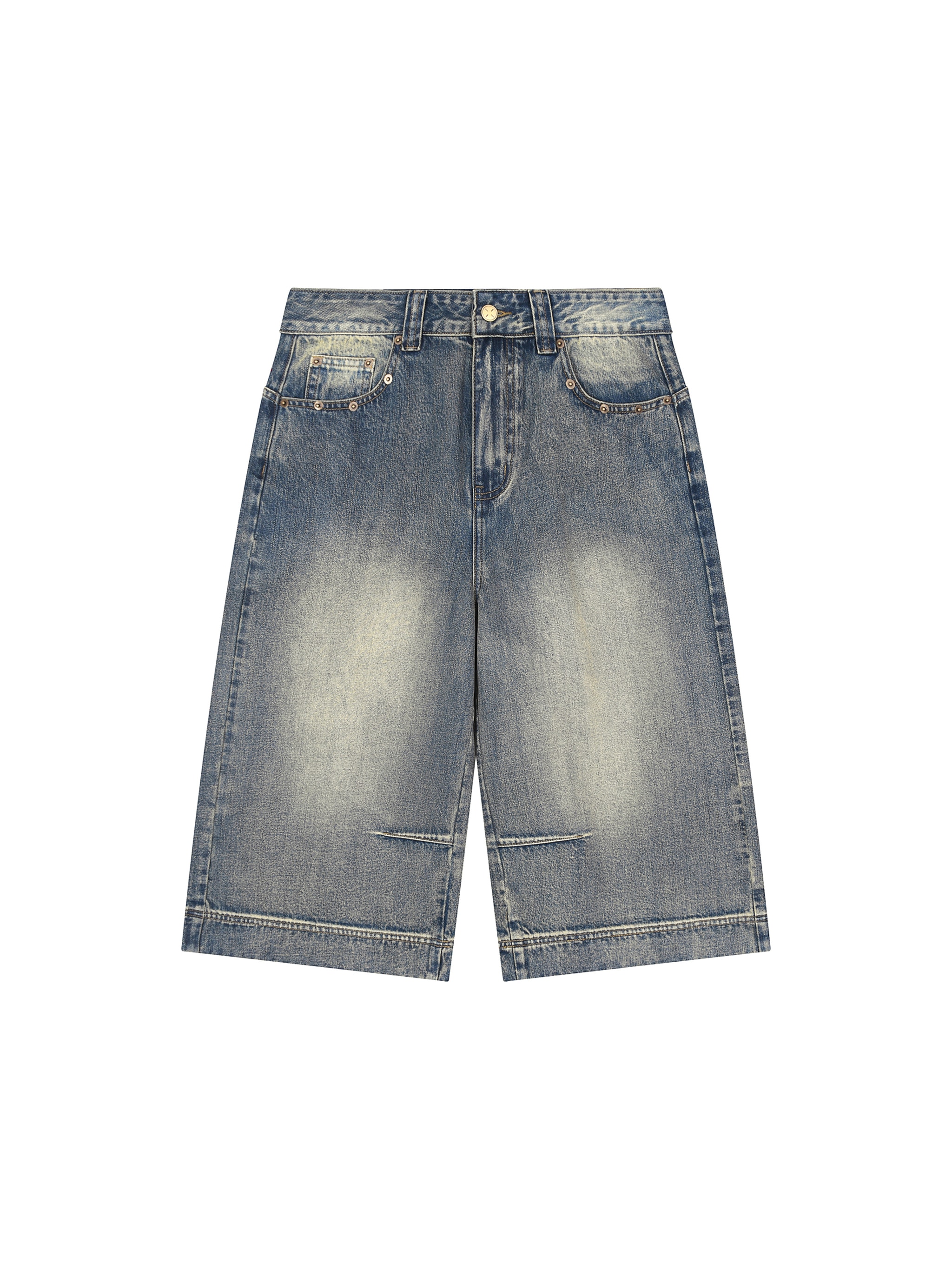 Vintage Wash Baggy Denim Shorts — Blue
