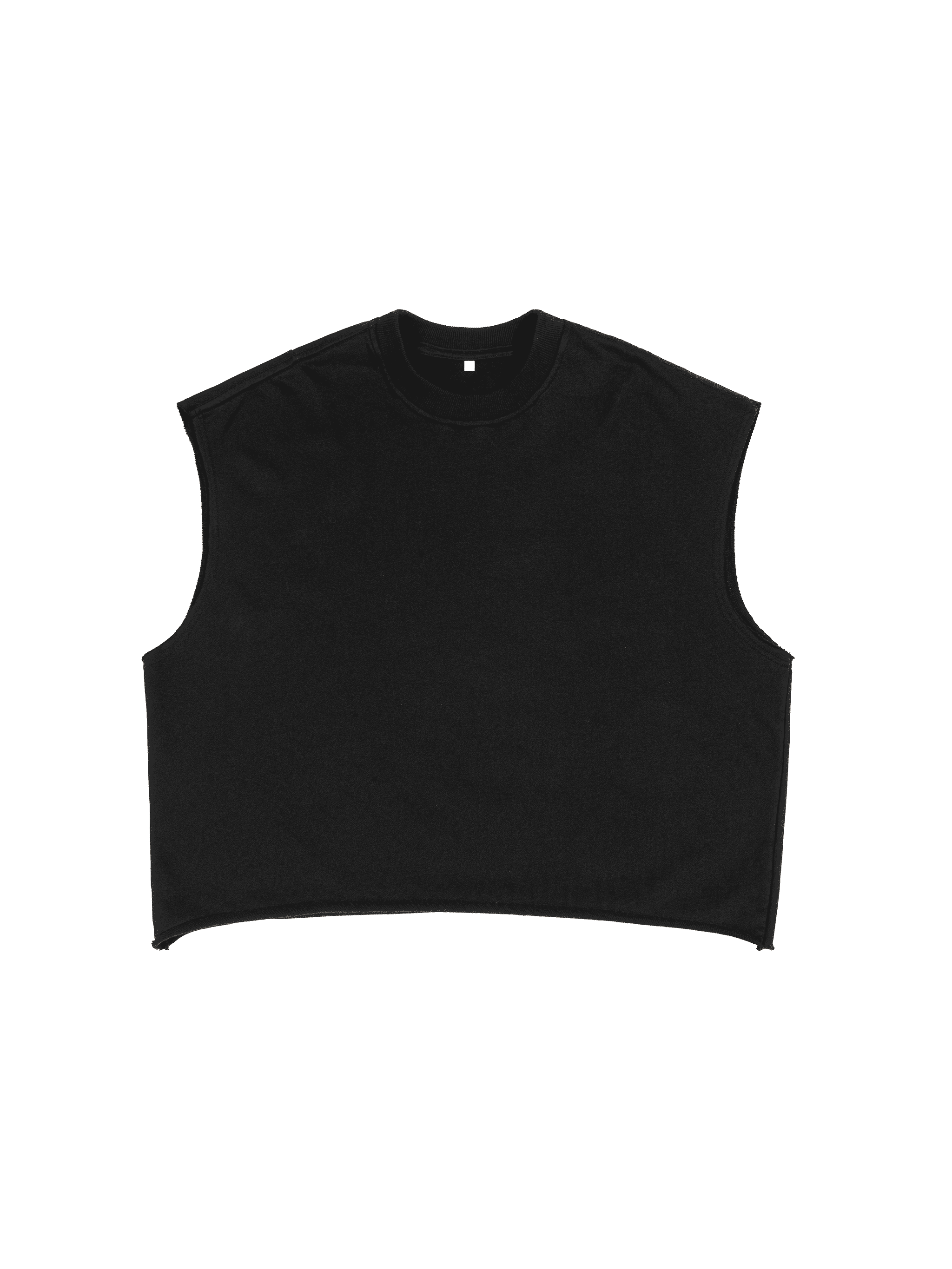 French Terry Boxy Tank Top — Black