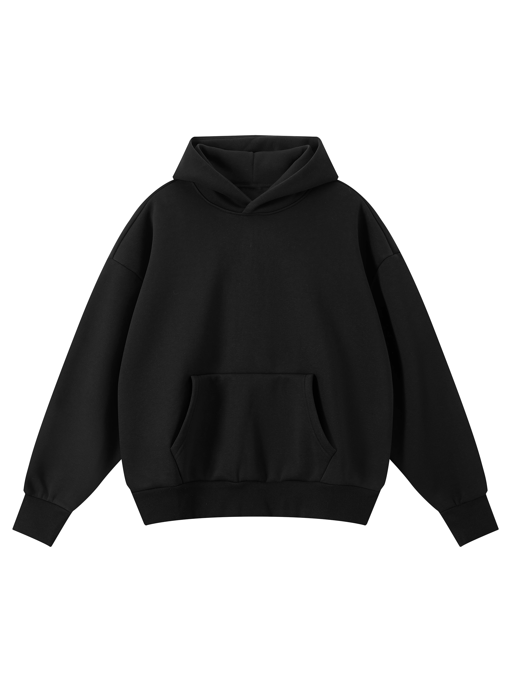 Heavyweight Boxy Fleece Hoodie — Black