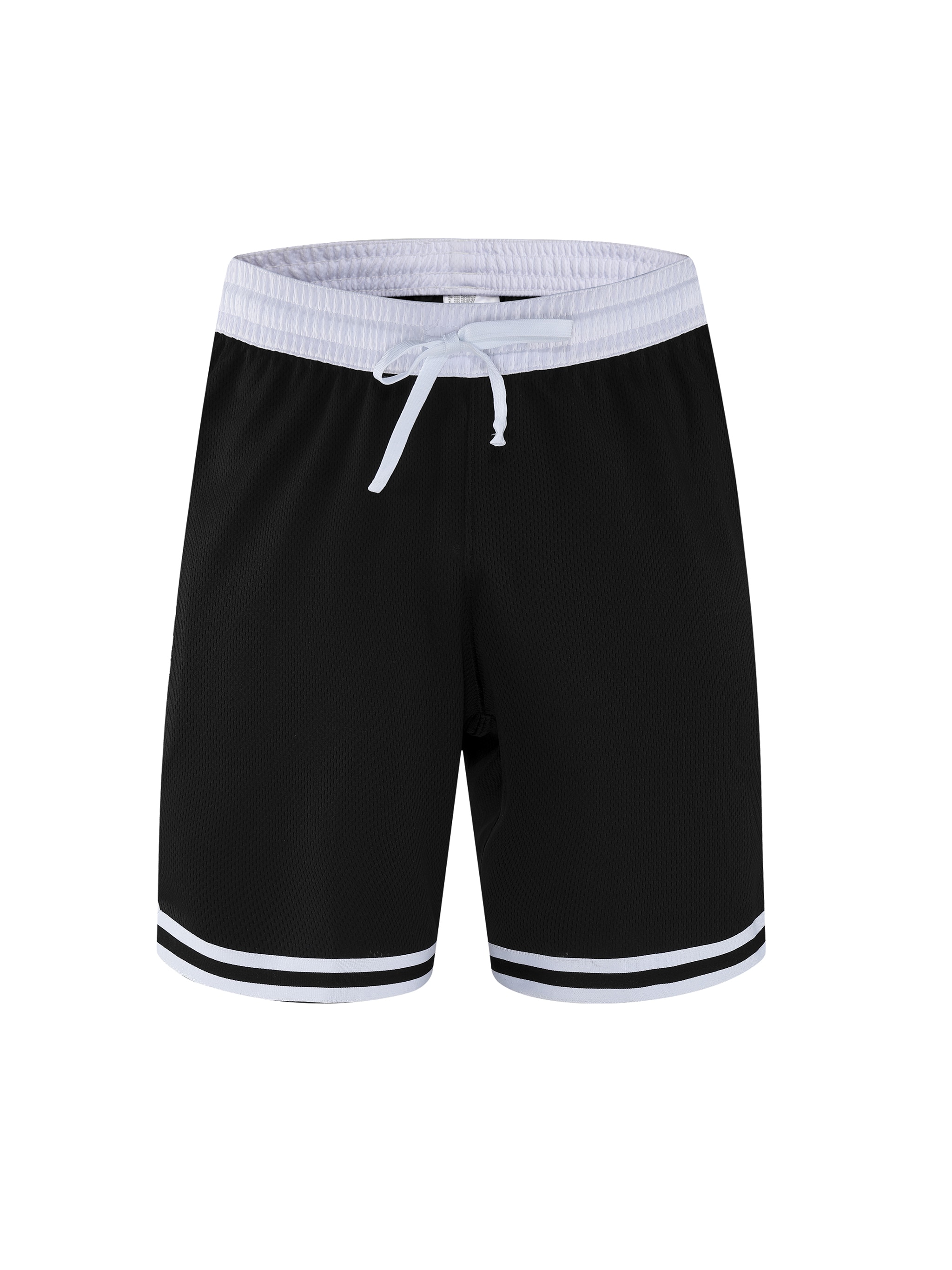 Classic Stripe Trim Basketball Shorts — Black