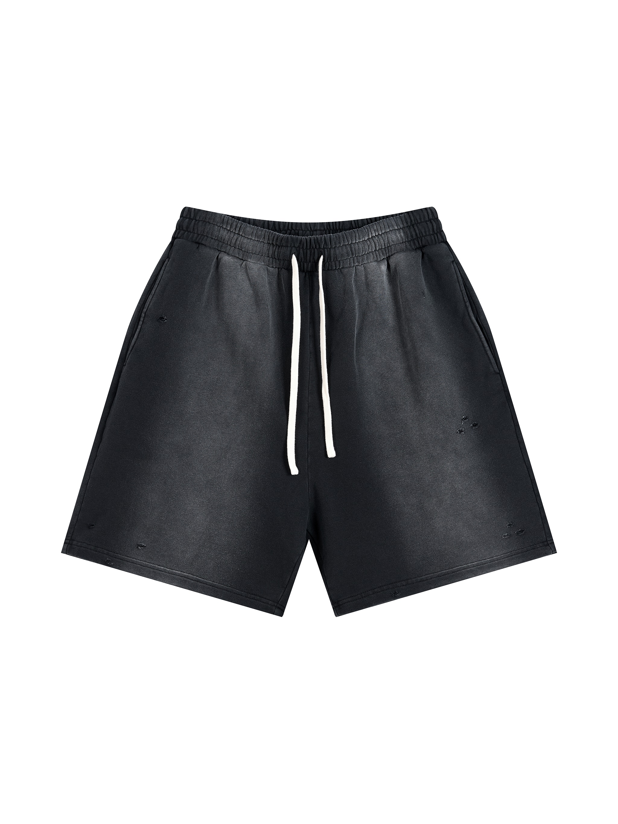 Sun Fade Distressed Shorts — Black