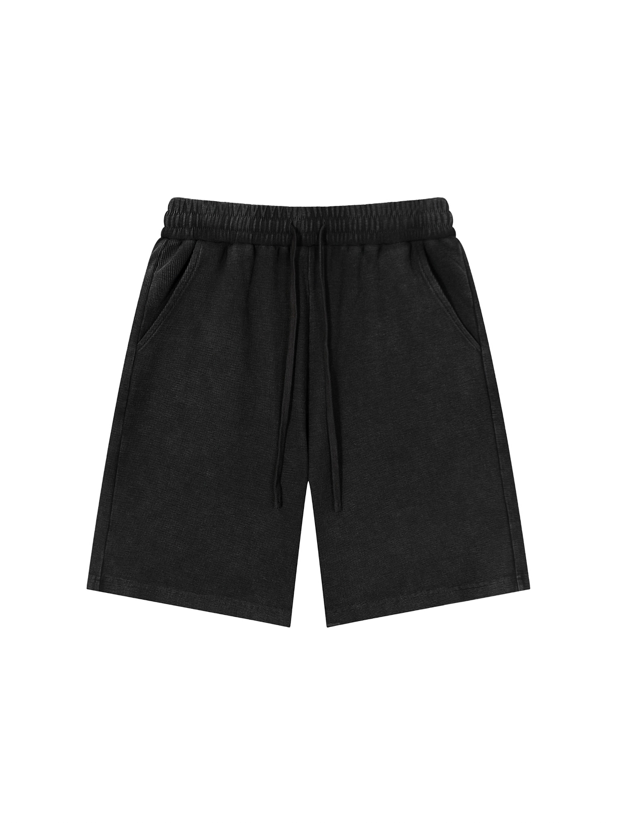 Mineral Wash Waffle Knit Shorts — Black