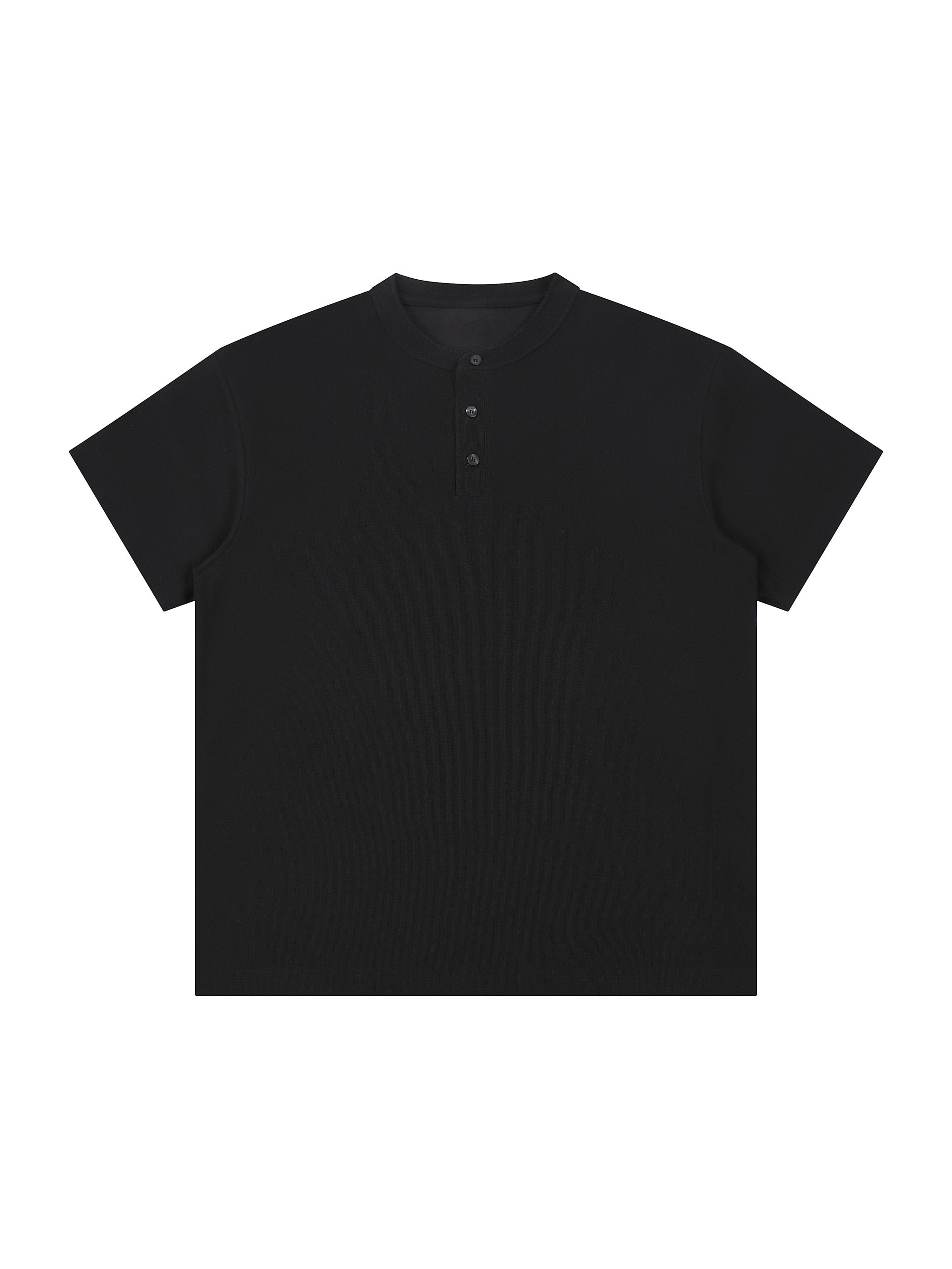 Short Sleeve Henley Shirt — Black