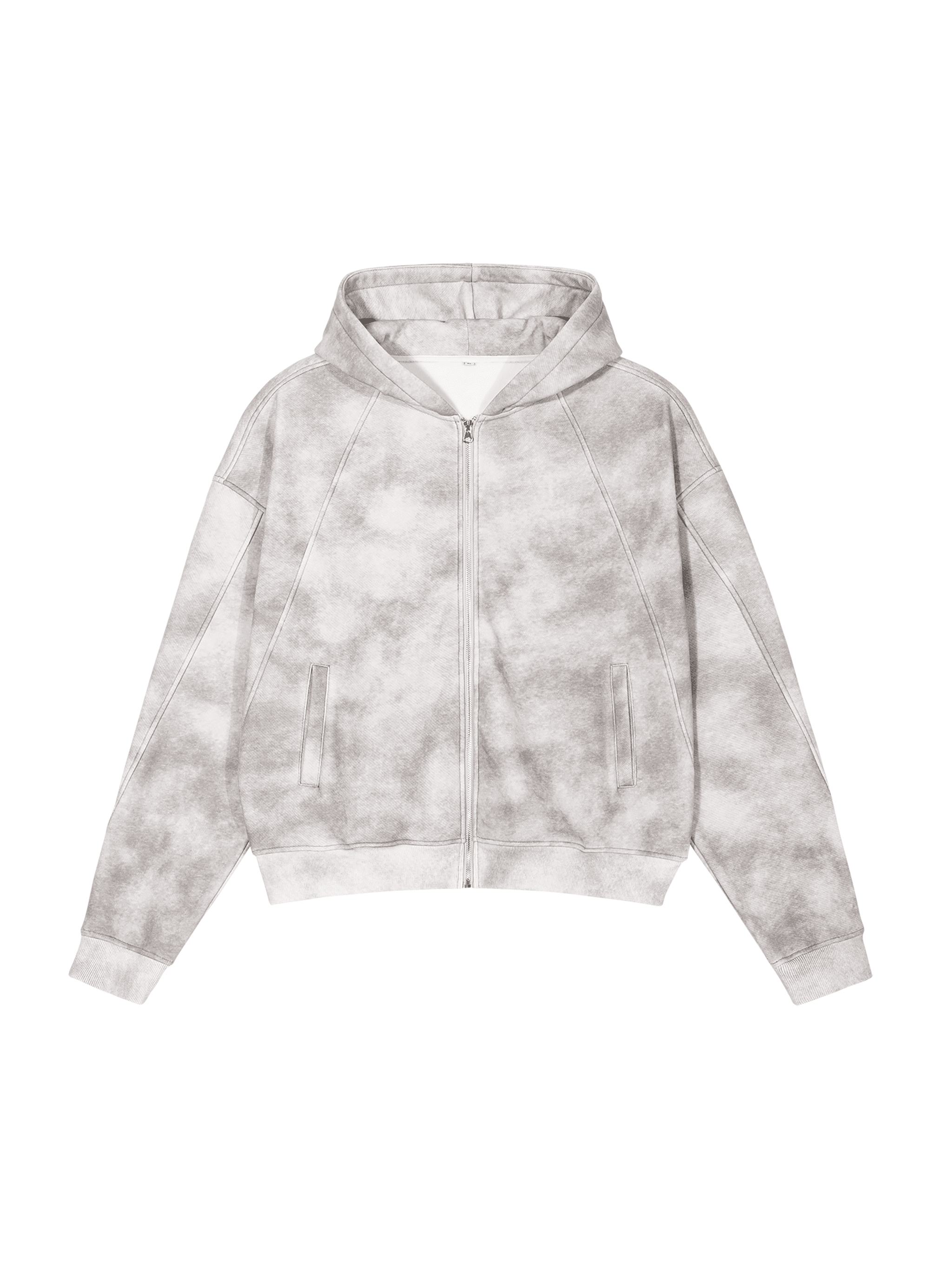 Dirty Washed Zip-Up Hoodie — Flower gray