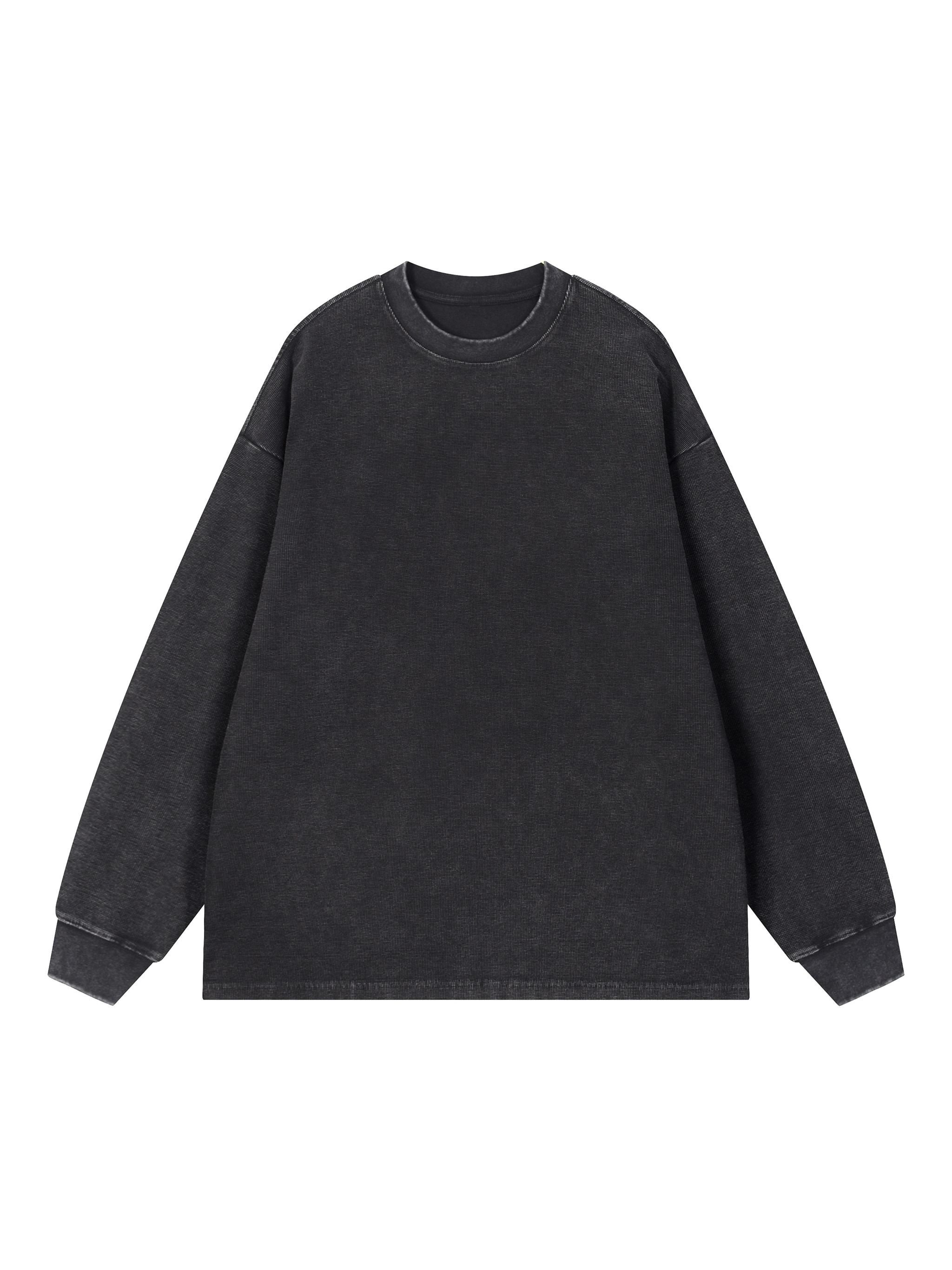 Mineral Wash Waffle Oversized T-Shirt — Black