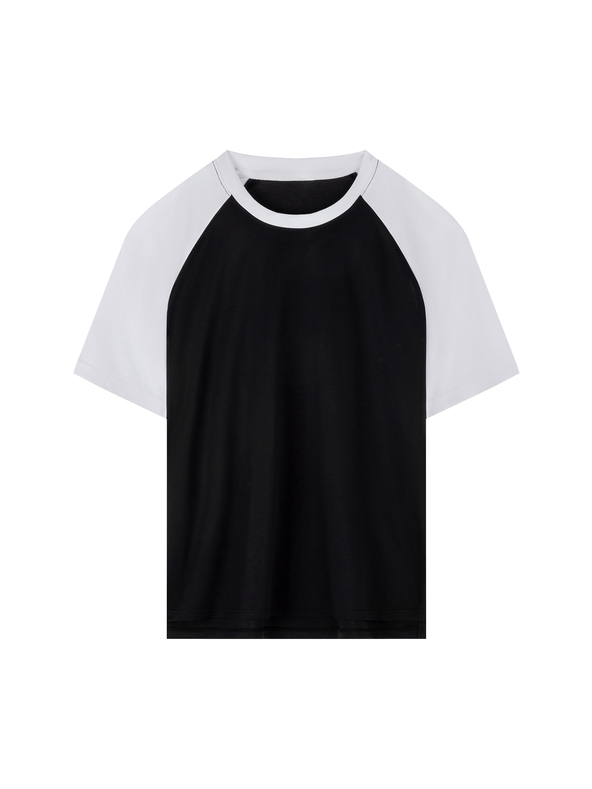 Contrast Raglan Mesh T-Shirt — Black with White