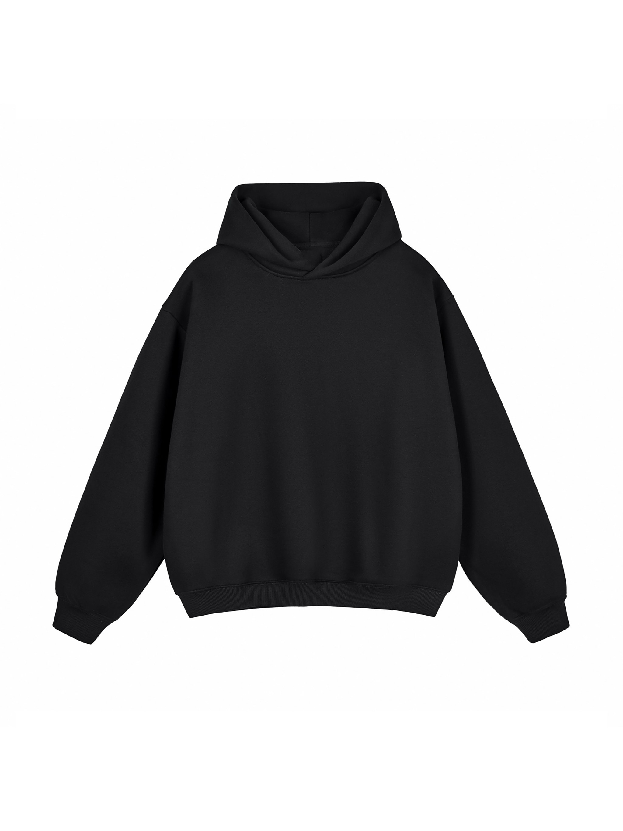 Fleeced Boxy Hoodie — Black