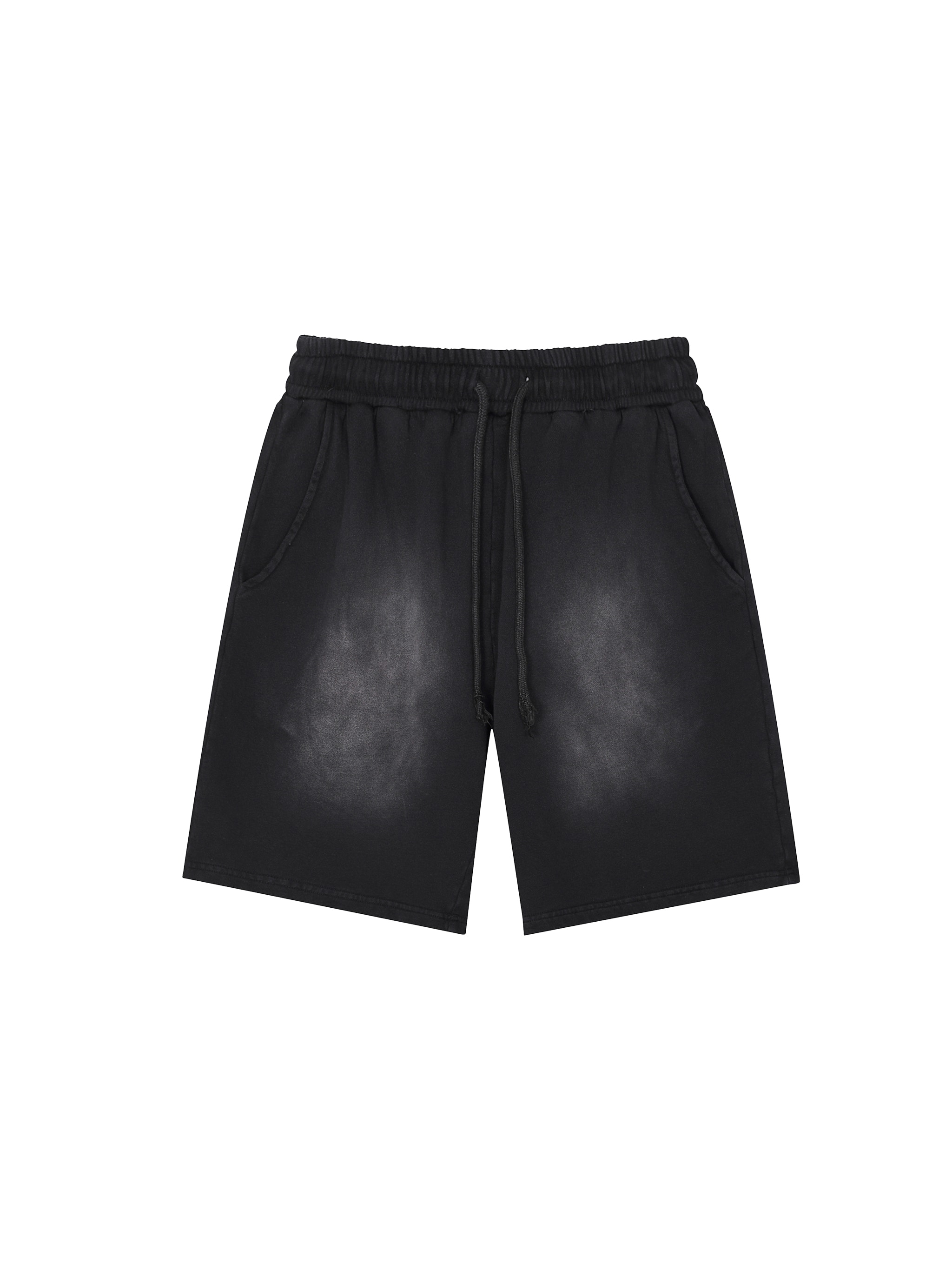 Washed Cotton Lounge Shorts — Black