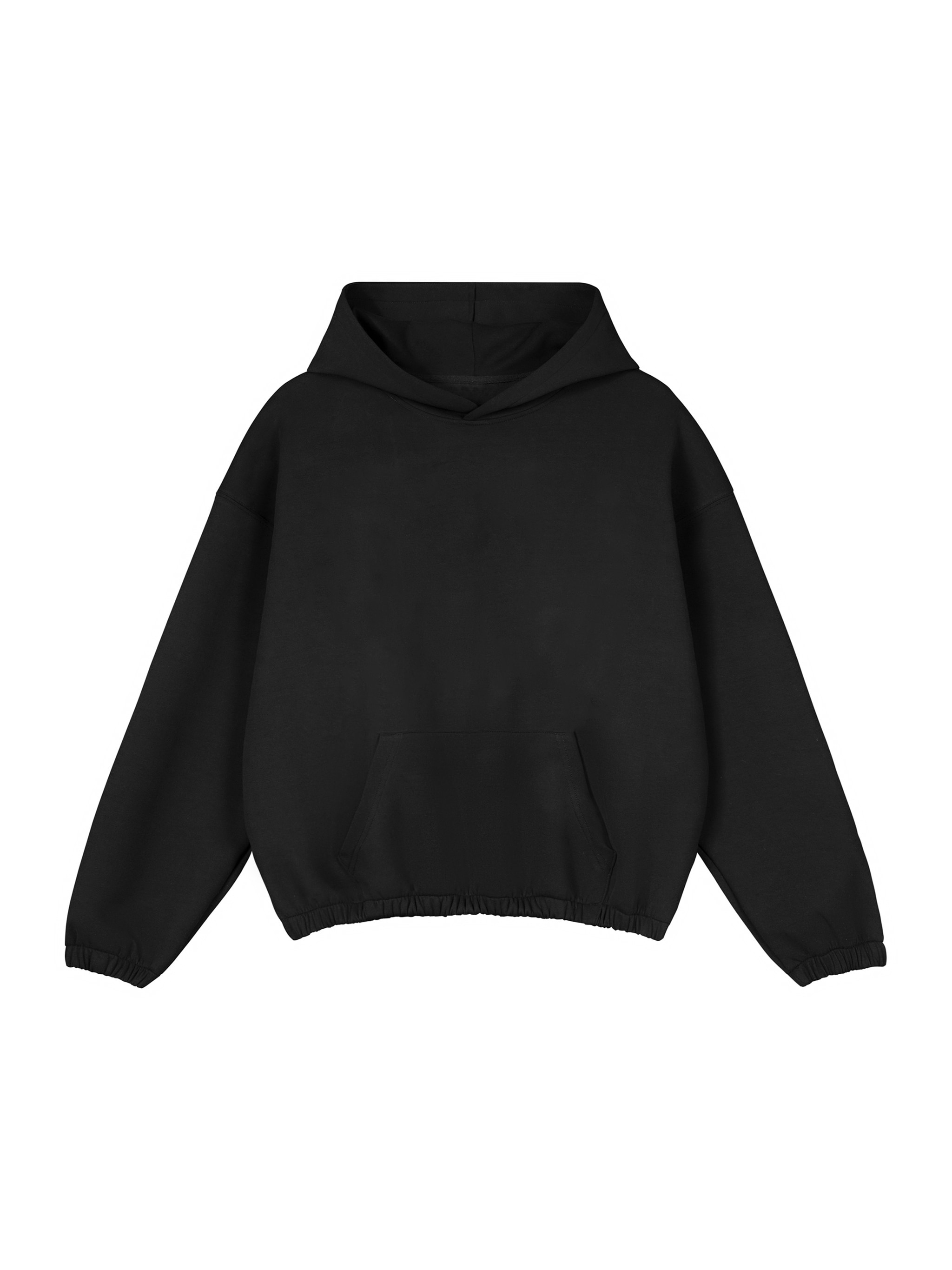 Boxy Cinched Hem Hoodie — Black