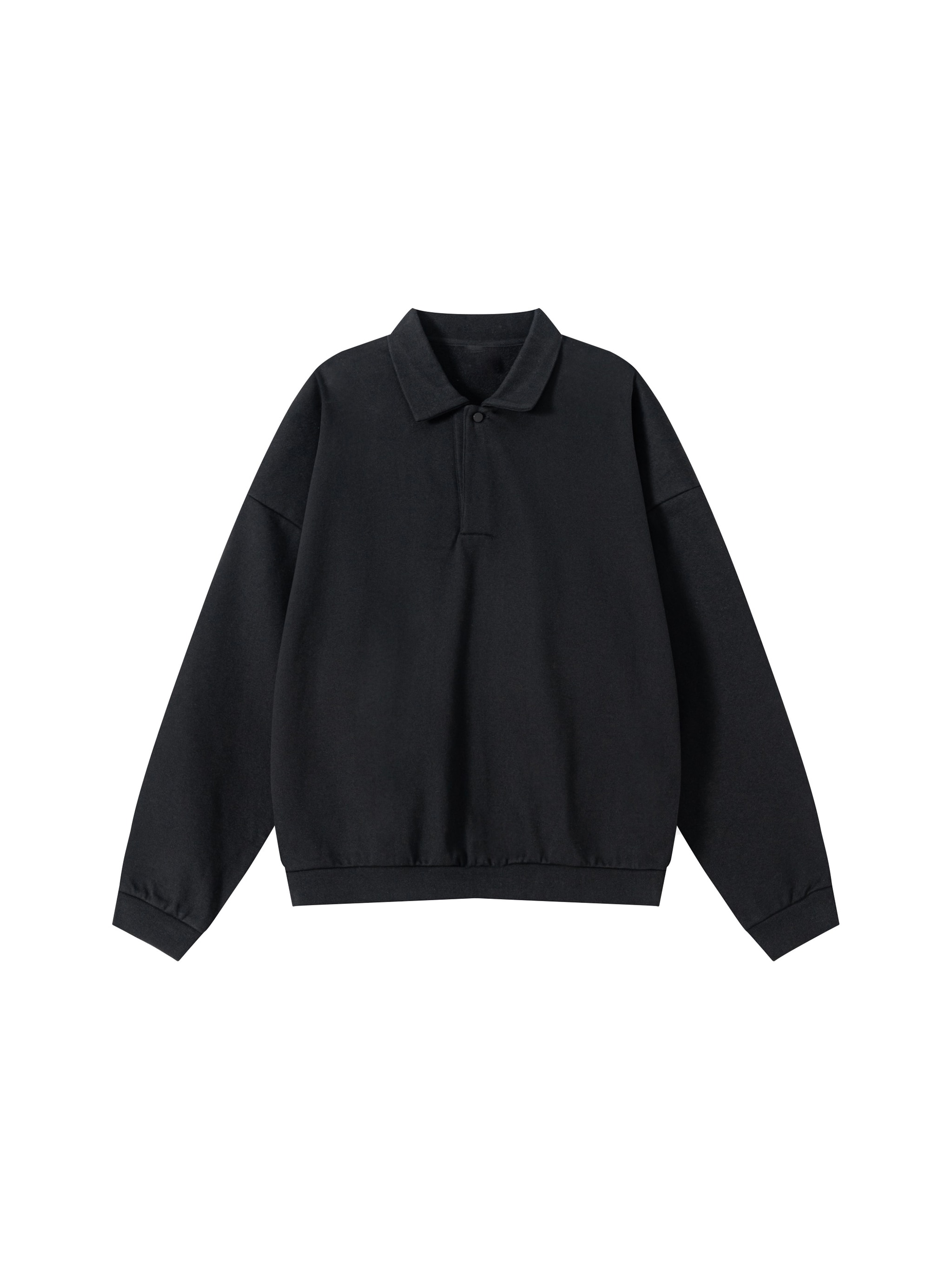 Heavyweight Fleece Polo Sweatshirt — Black