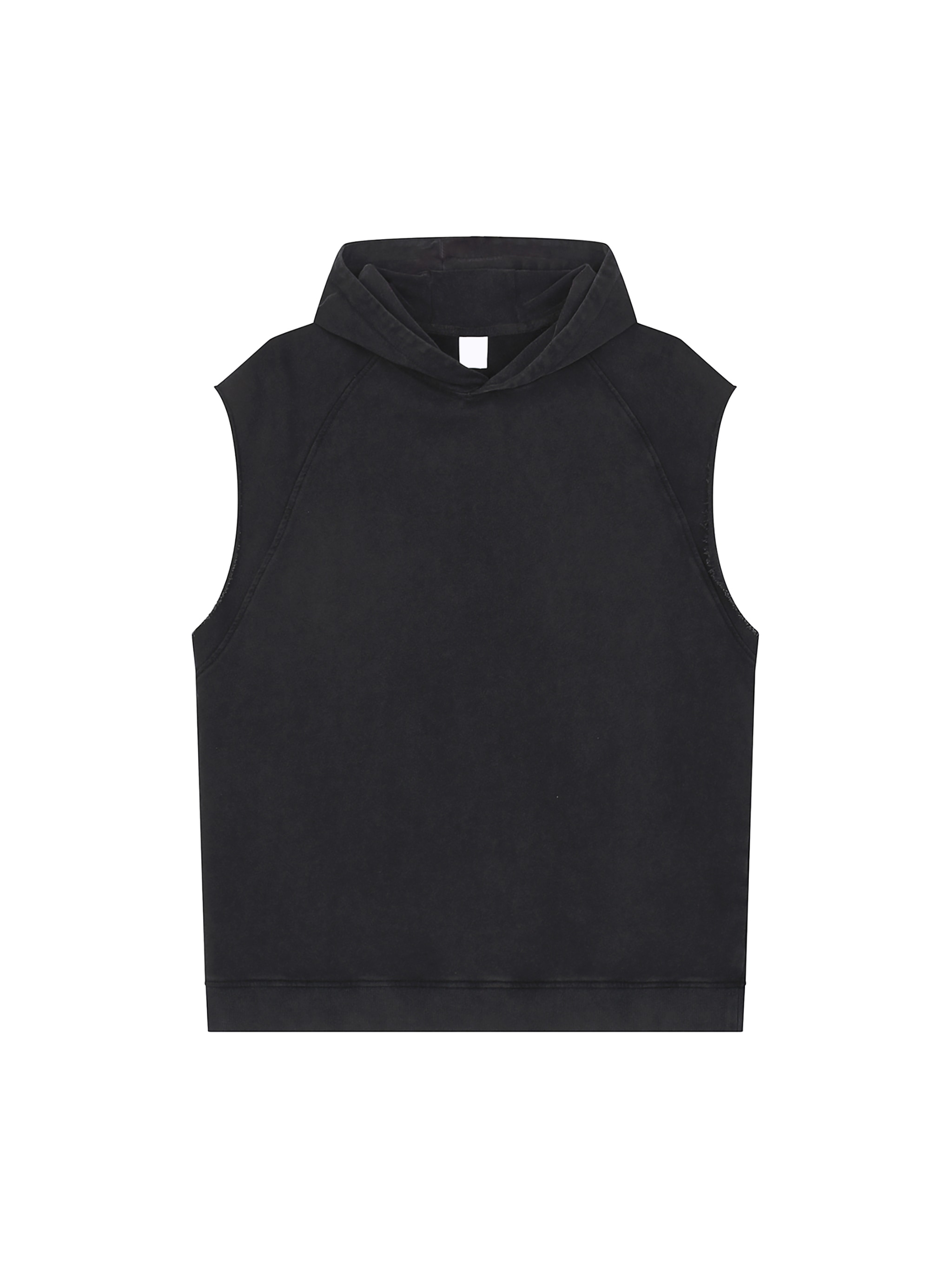 Snow Washed Sleeveless Hoodie — Black