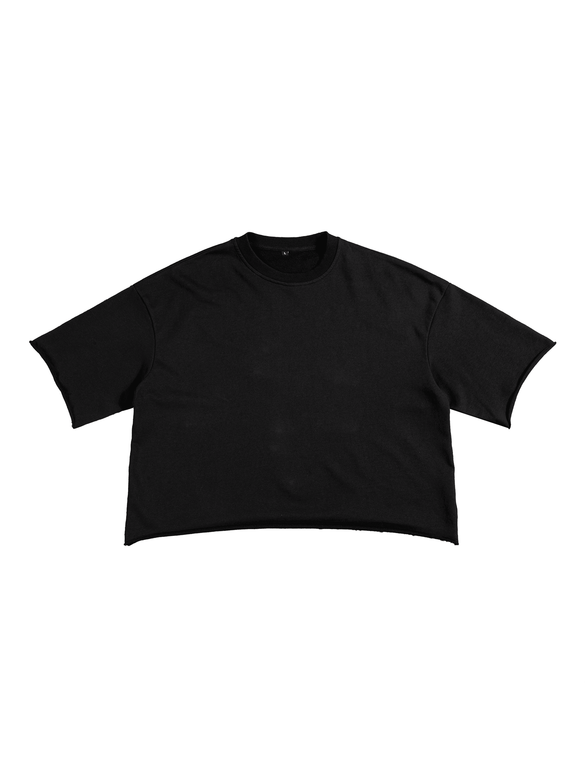French Terry Raw Edge T-Shirt — Black