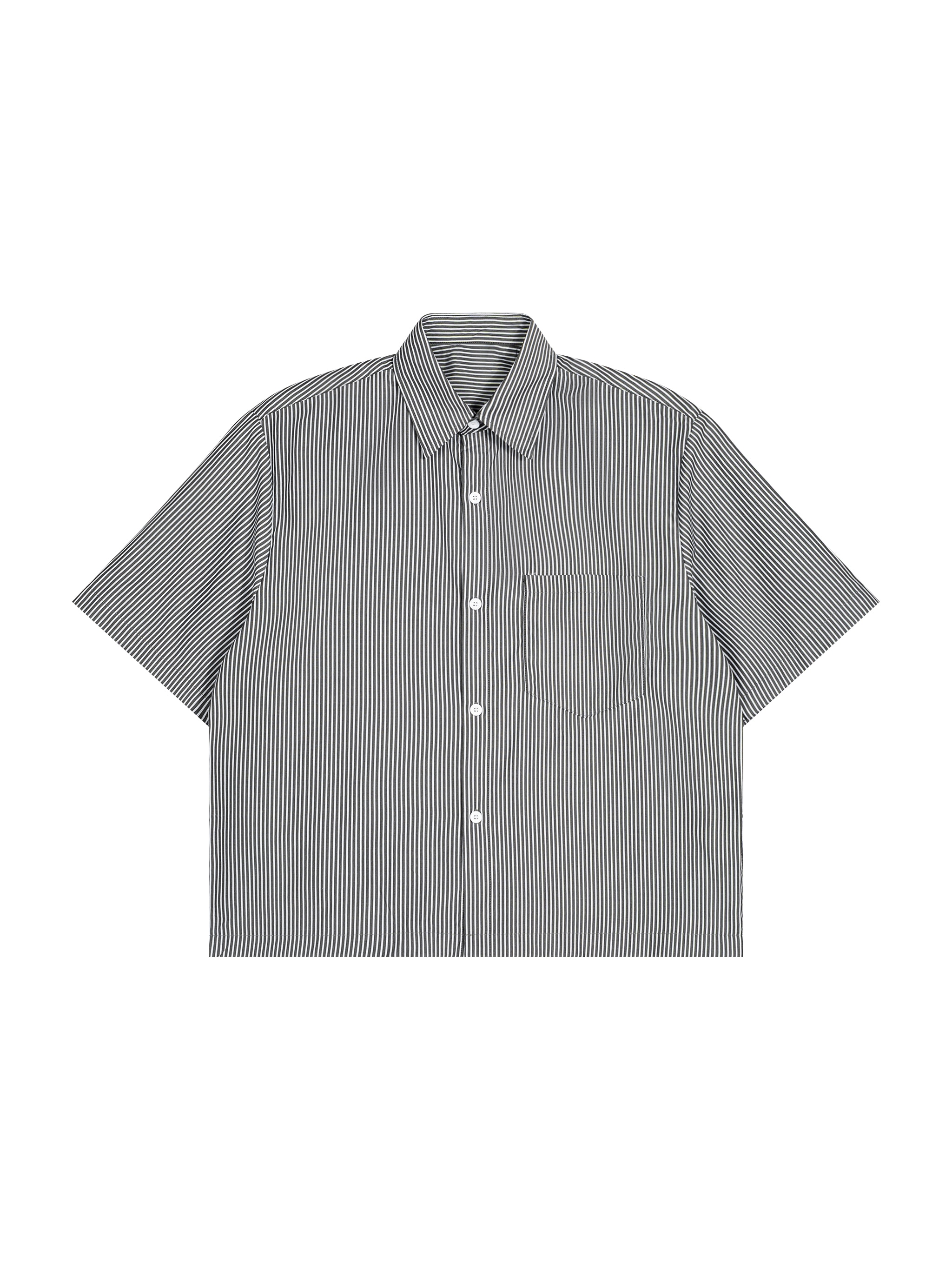 Oversized Vertical Stripe Shirt — Black