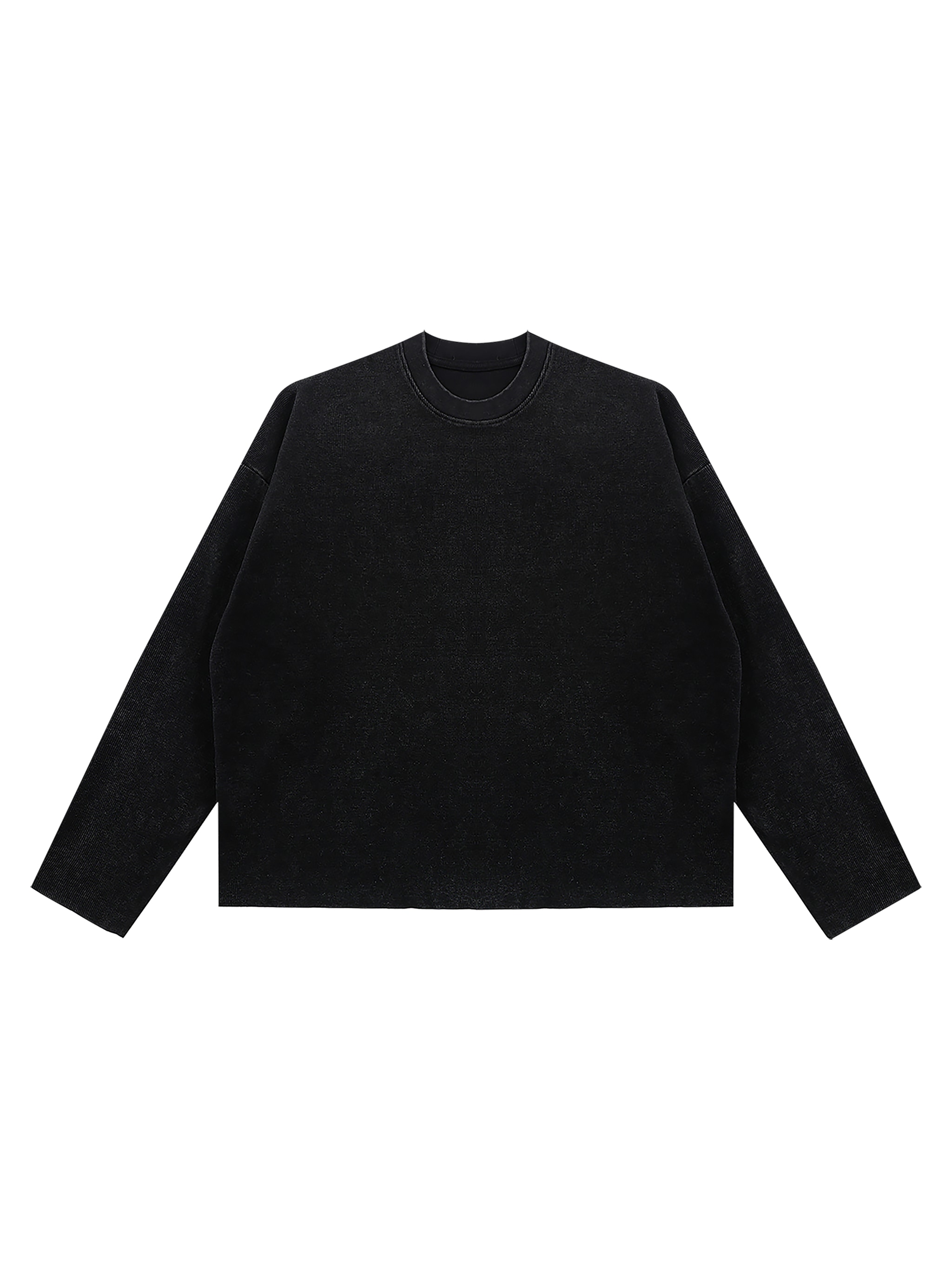 Vintage Wash Boxy Waffle T-Shirt — Black