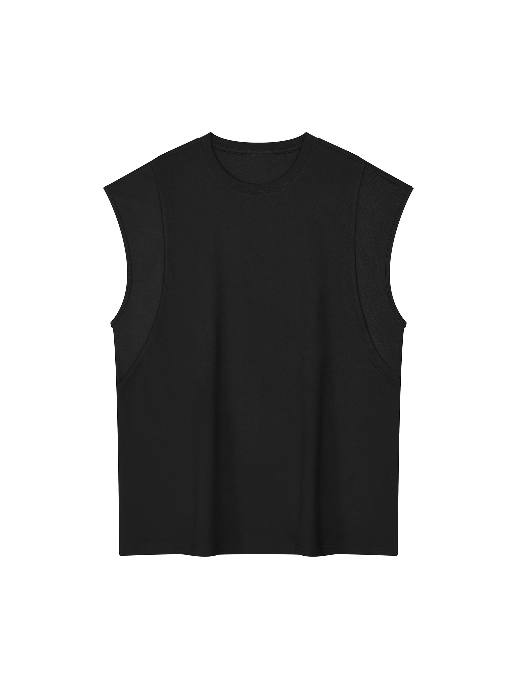 Spliced Panel Muscle Tee — Black