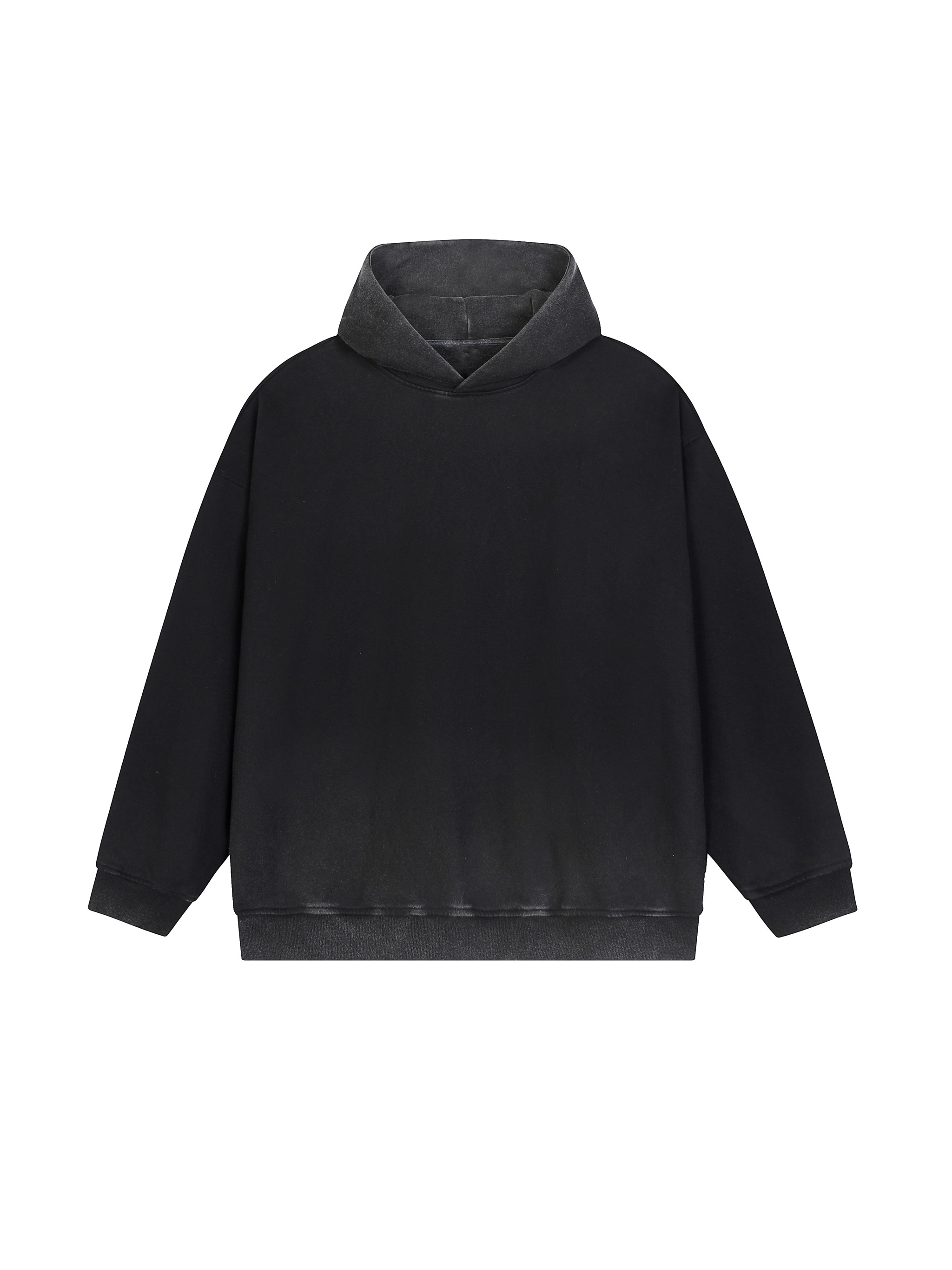 Vintage Washed Gradient Hoodie — Black