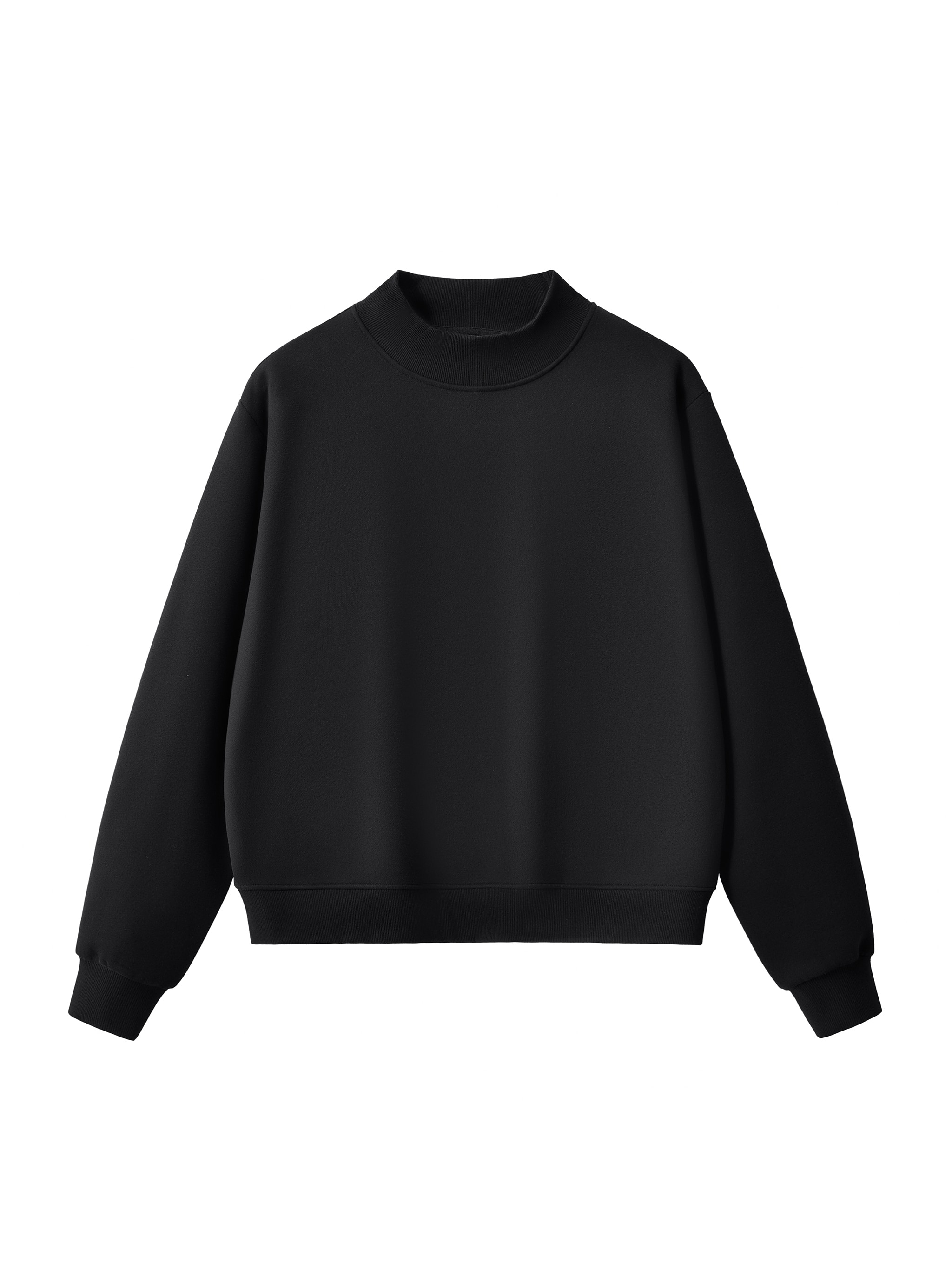 Fleece Mock-Neck Crew Sweatshirt — Black