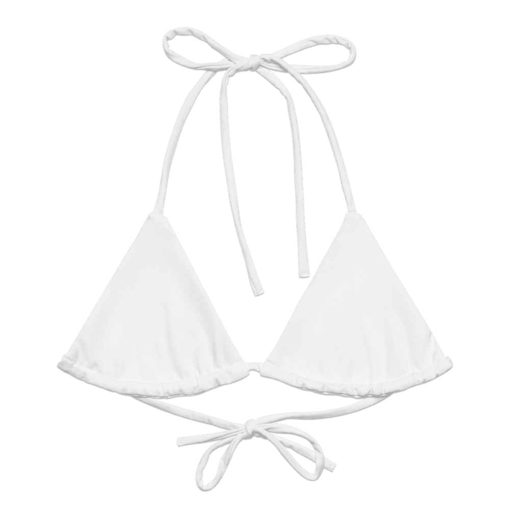 All-Over Print Recycled Padded String Bikini Top — Flat lay · top