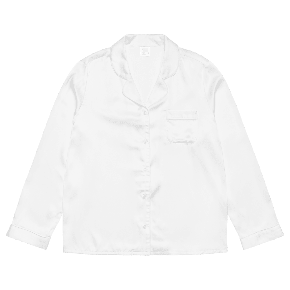 All-Over Print Long Sleeve Pajama Top — Flat lay · label_inside