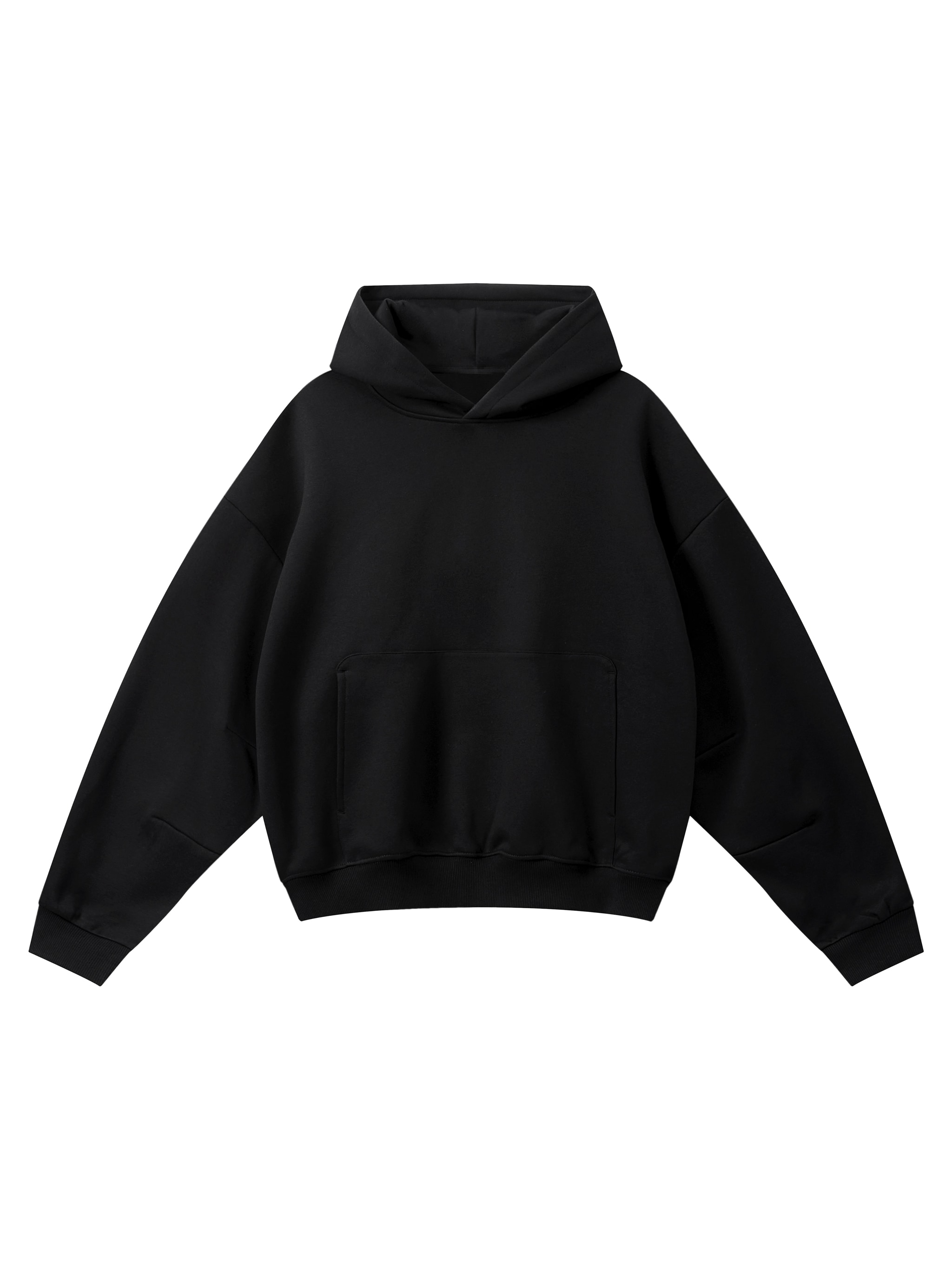 Boxy Darted Sleeve Hoodie — Black