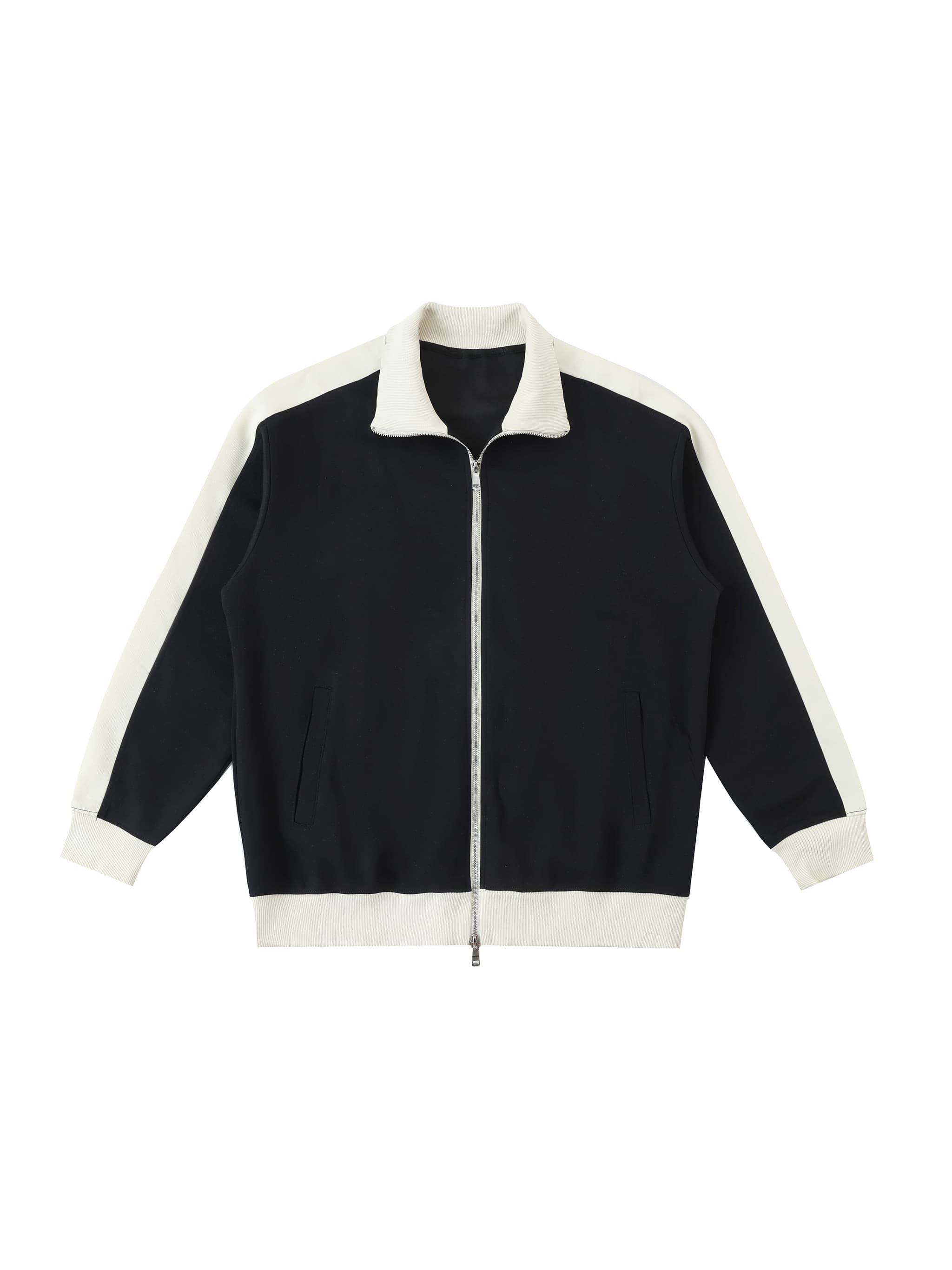 Custom Contrast Trim Stand Collar Jacket — Outerwear