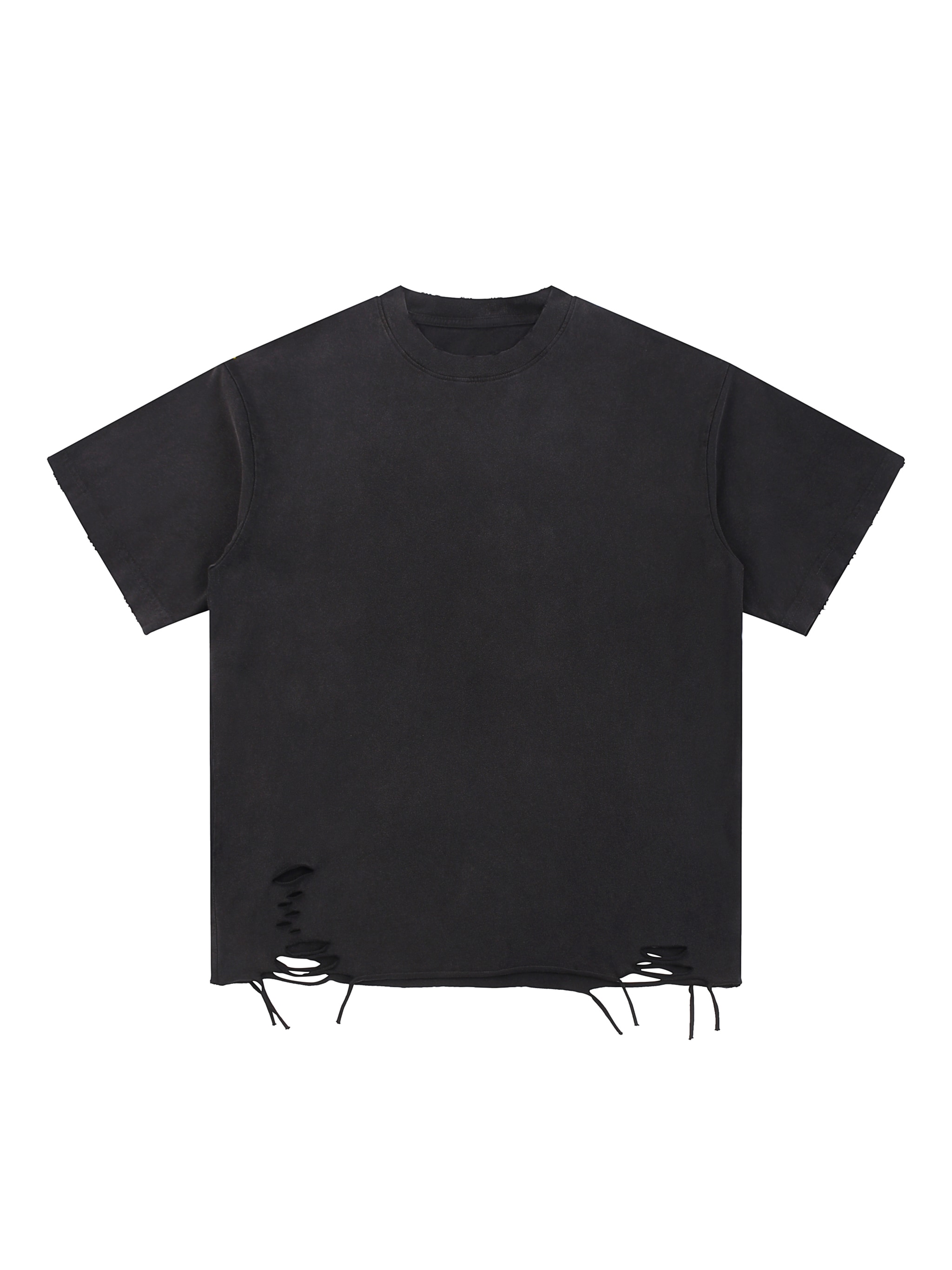Snow Washed Raw-Hem T-Shirt — Black