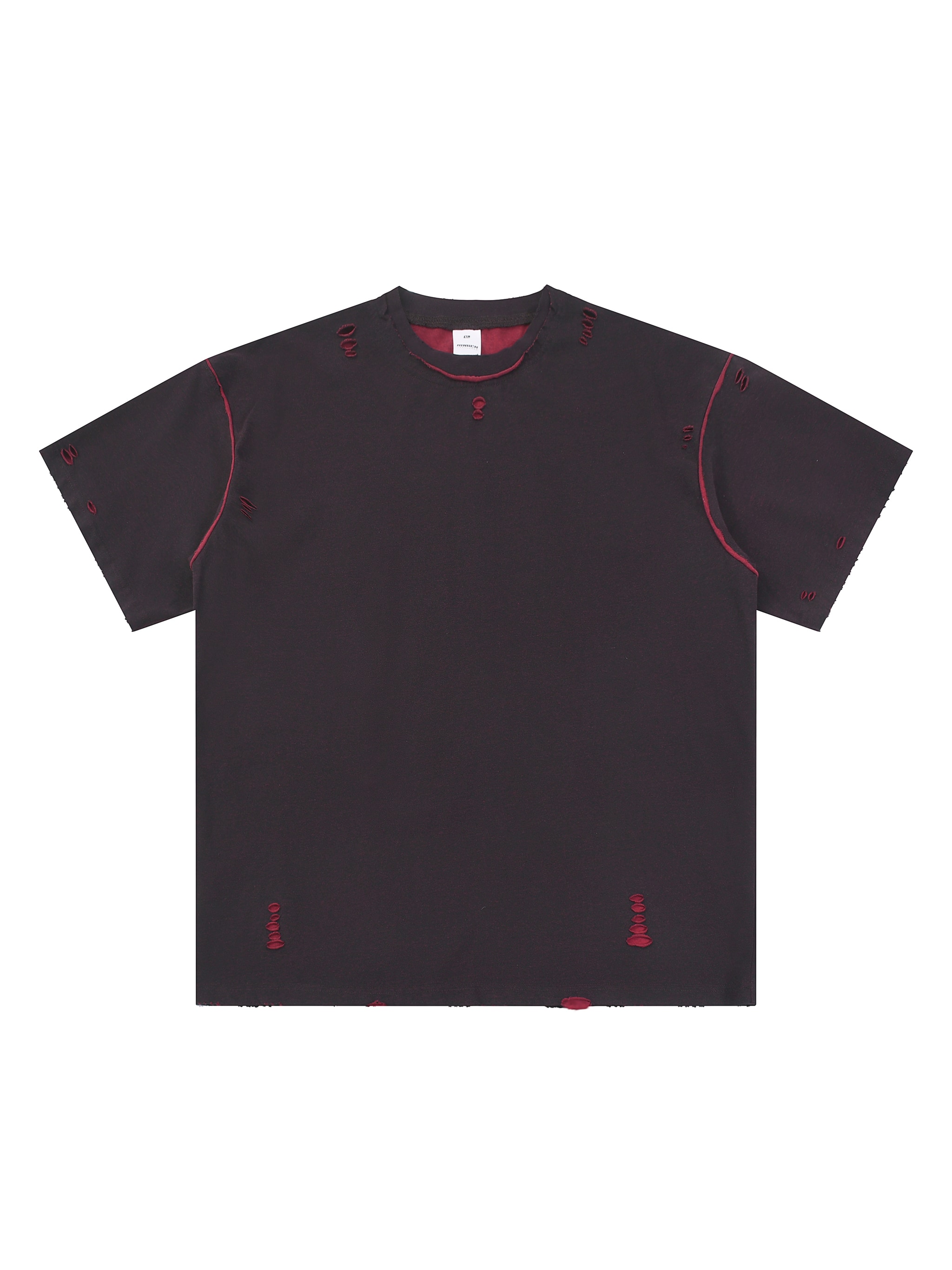 Reversible Hand-Frayed T-Shirt — Black with Red