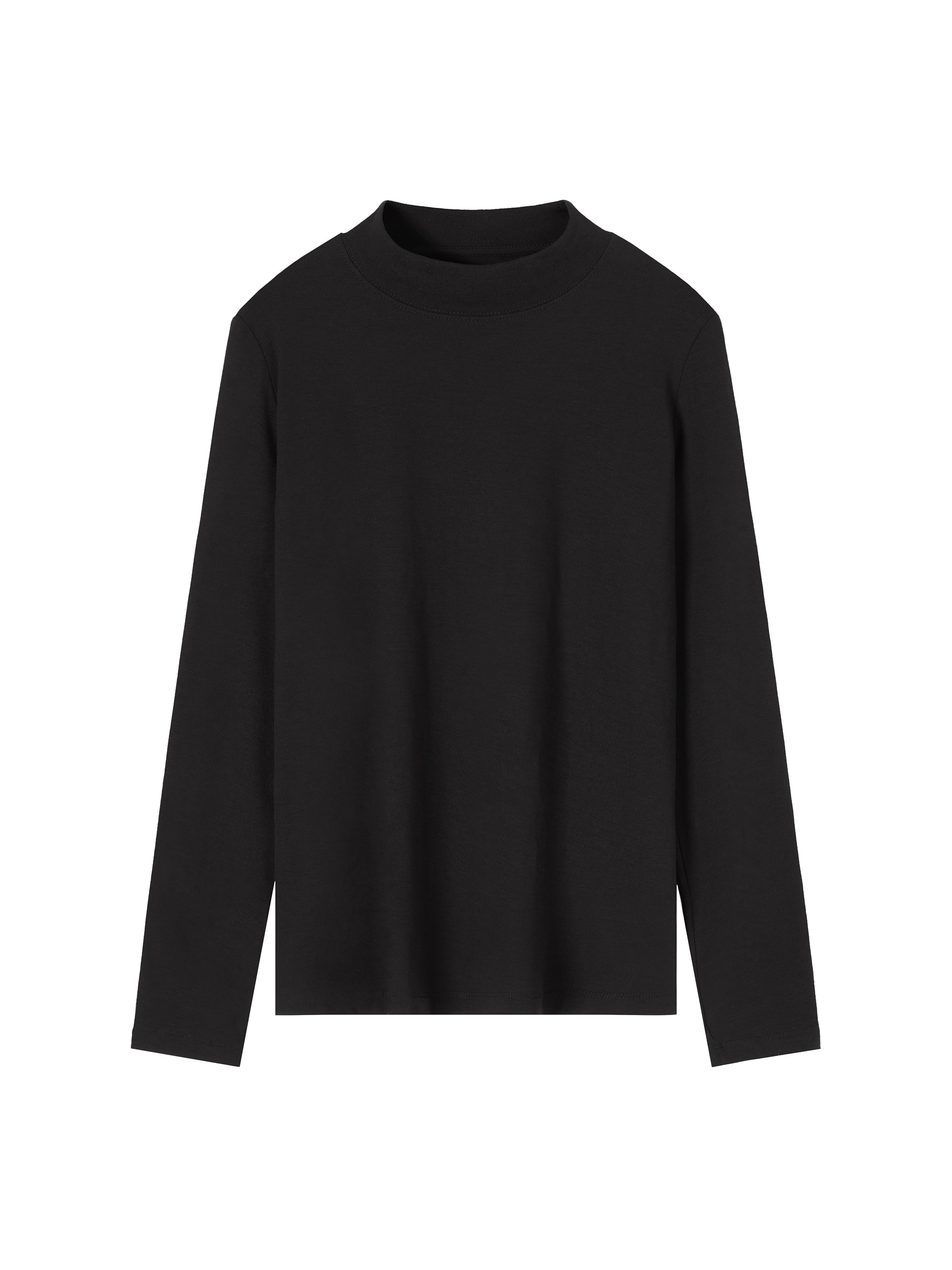 Women's Mock Neck Long Sleeve Tee — Black