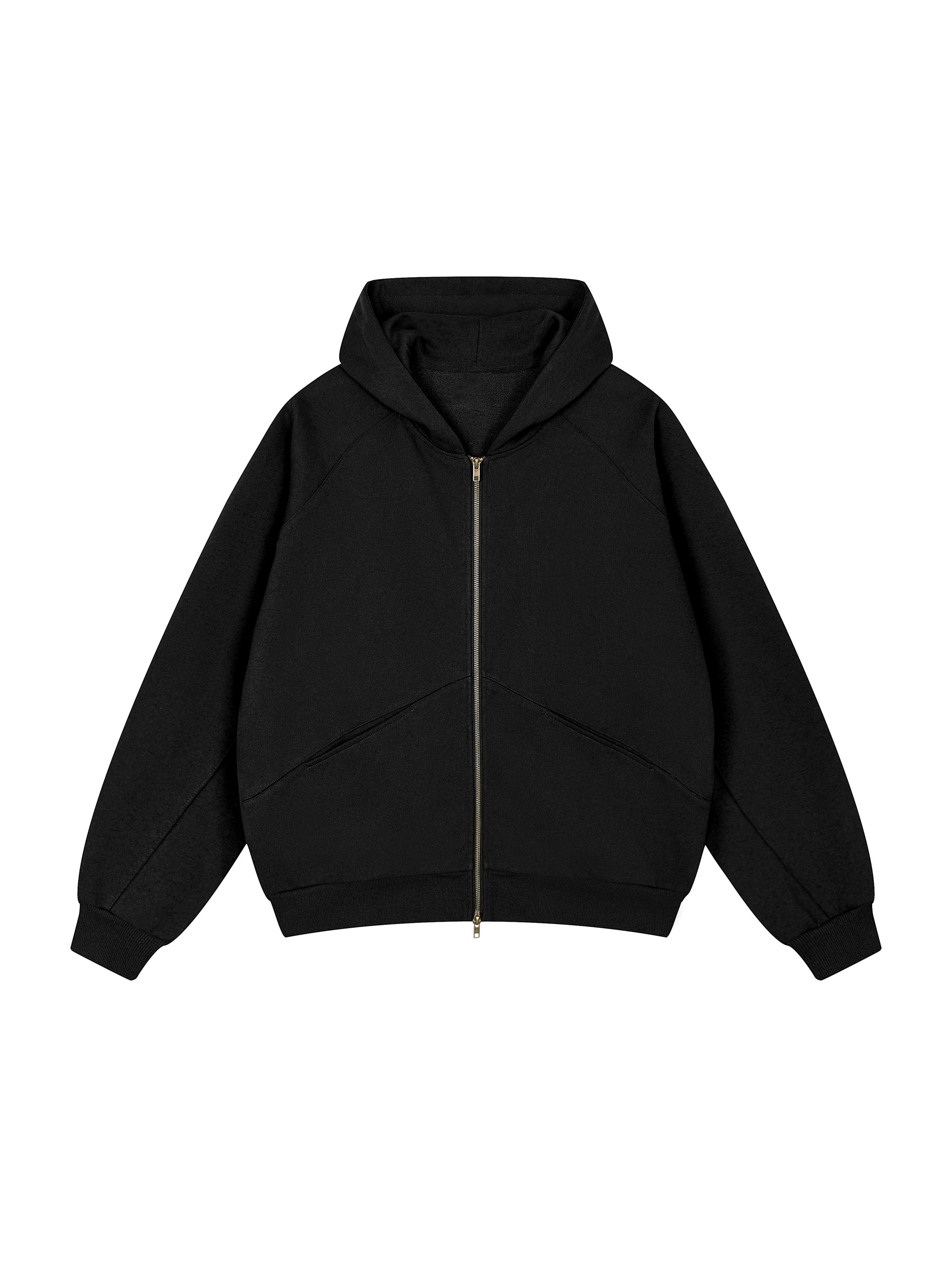Dolman Sleeve Zip-Through Hoodie — Black