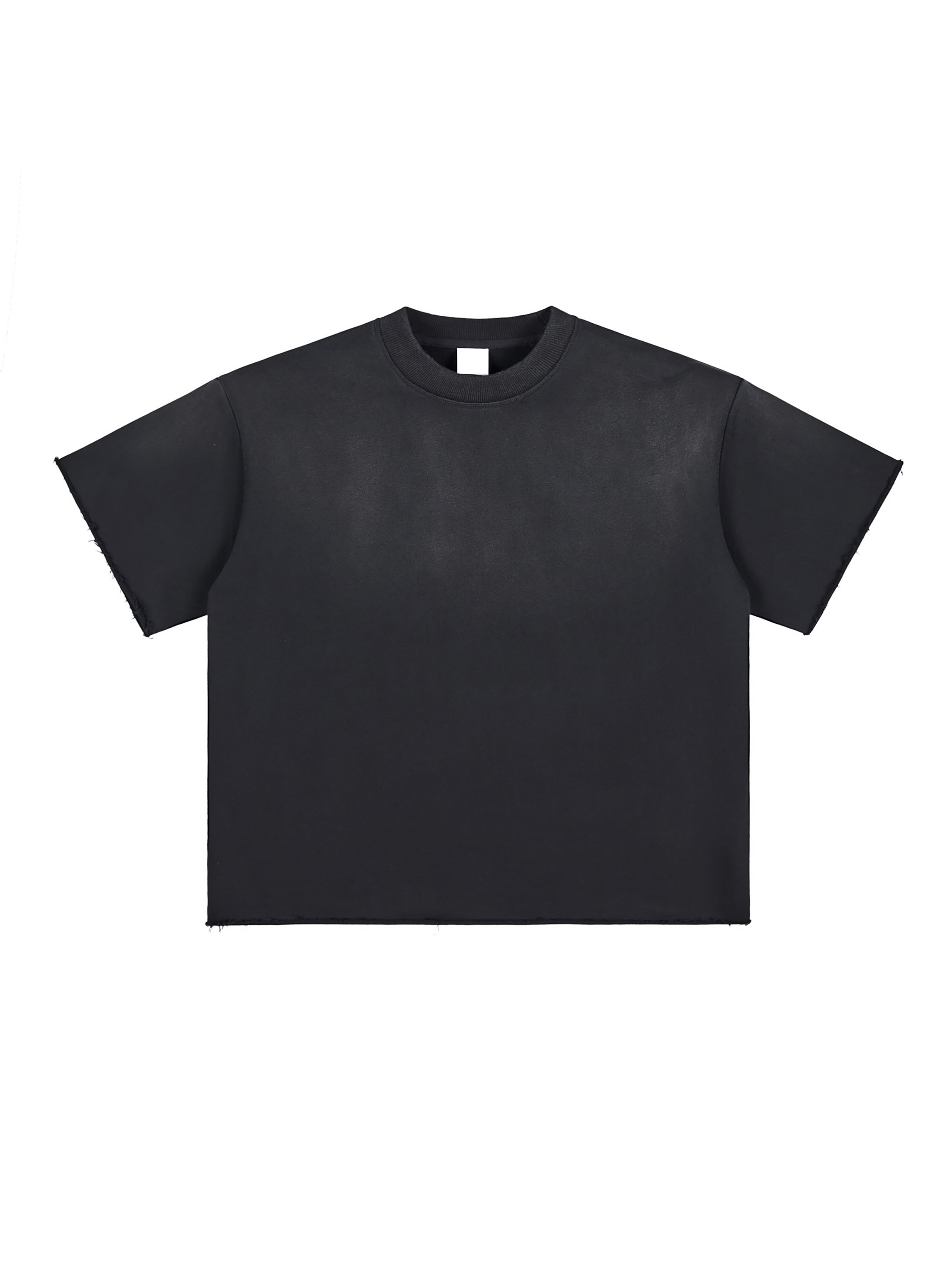 Sun Fade Raw Edge T-Shirt — Black