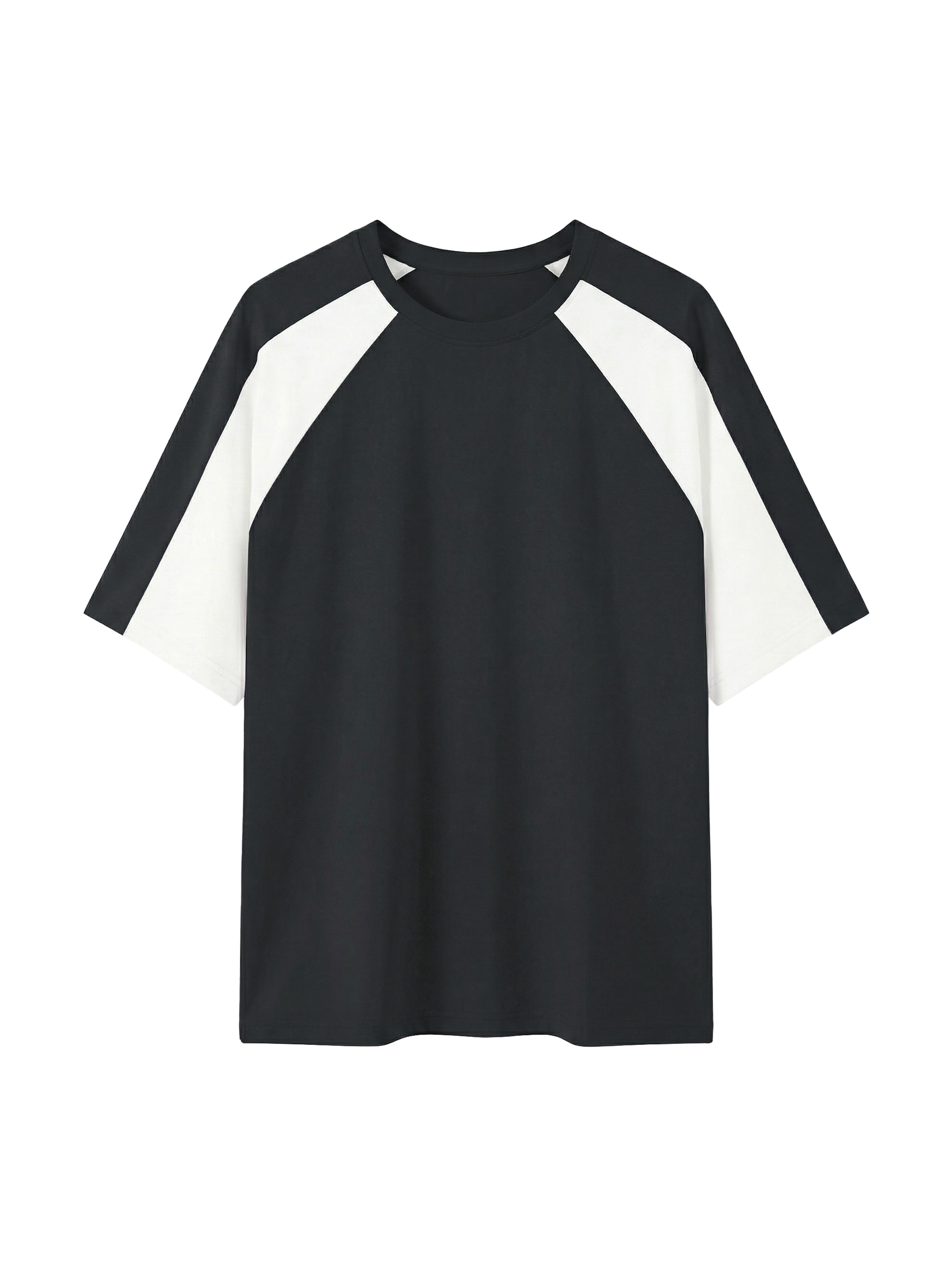 Color Block Raglan T-Shirt — Black with White