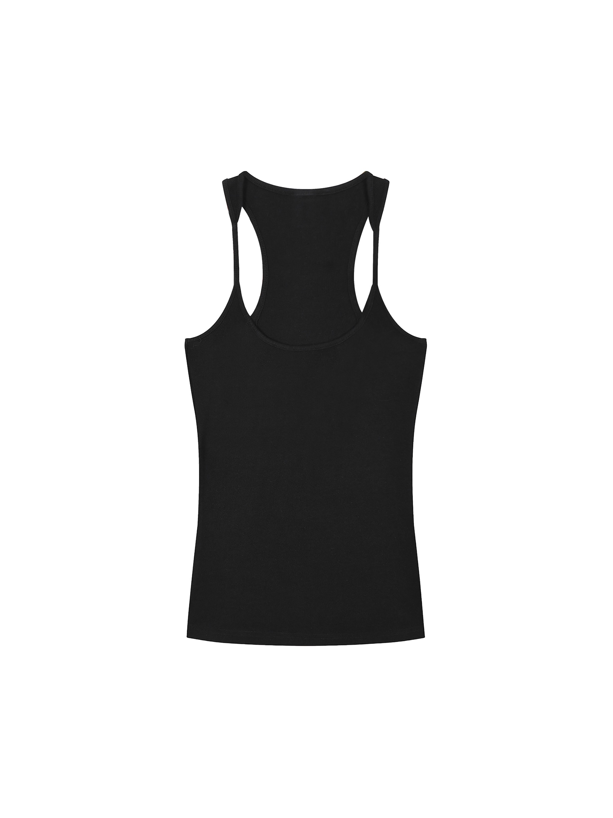 Slim Fit Ribbed Racerback Tank Top — Black