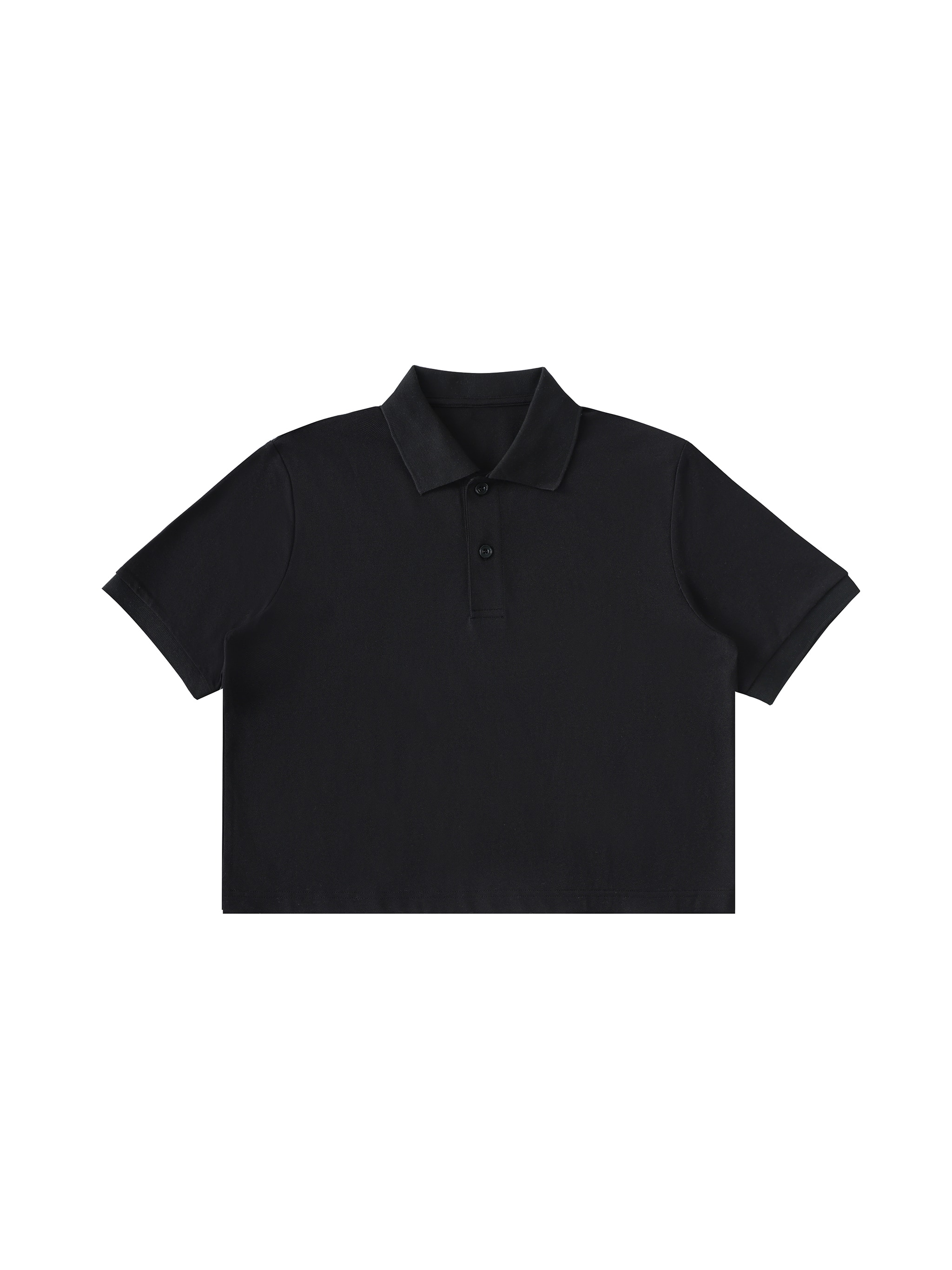 Cropped Polo Shirt — Black