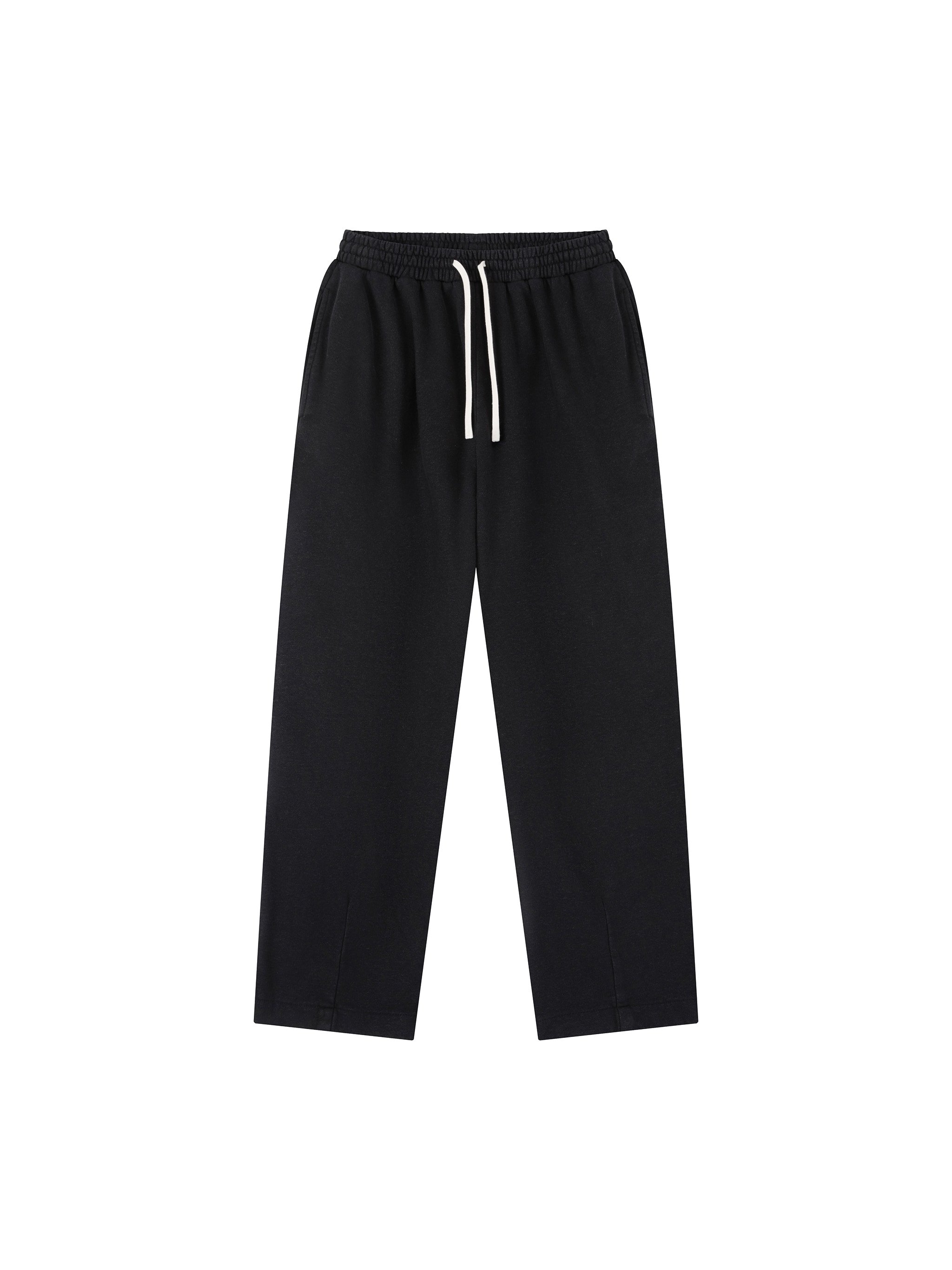 Vintage Washed Drawstring Sweatpants — Black