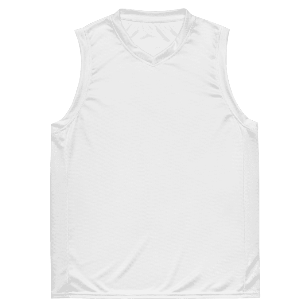 Recycled All-Over Print Basketball Jersey — Flat lay · front