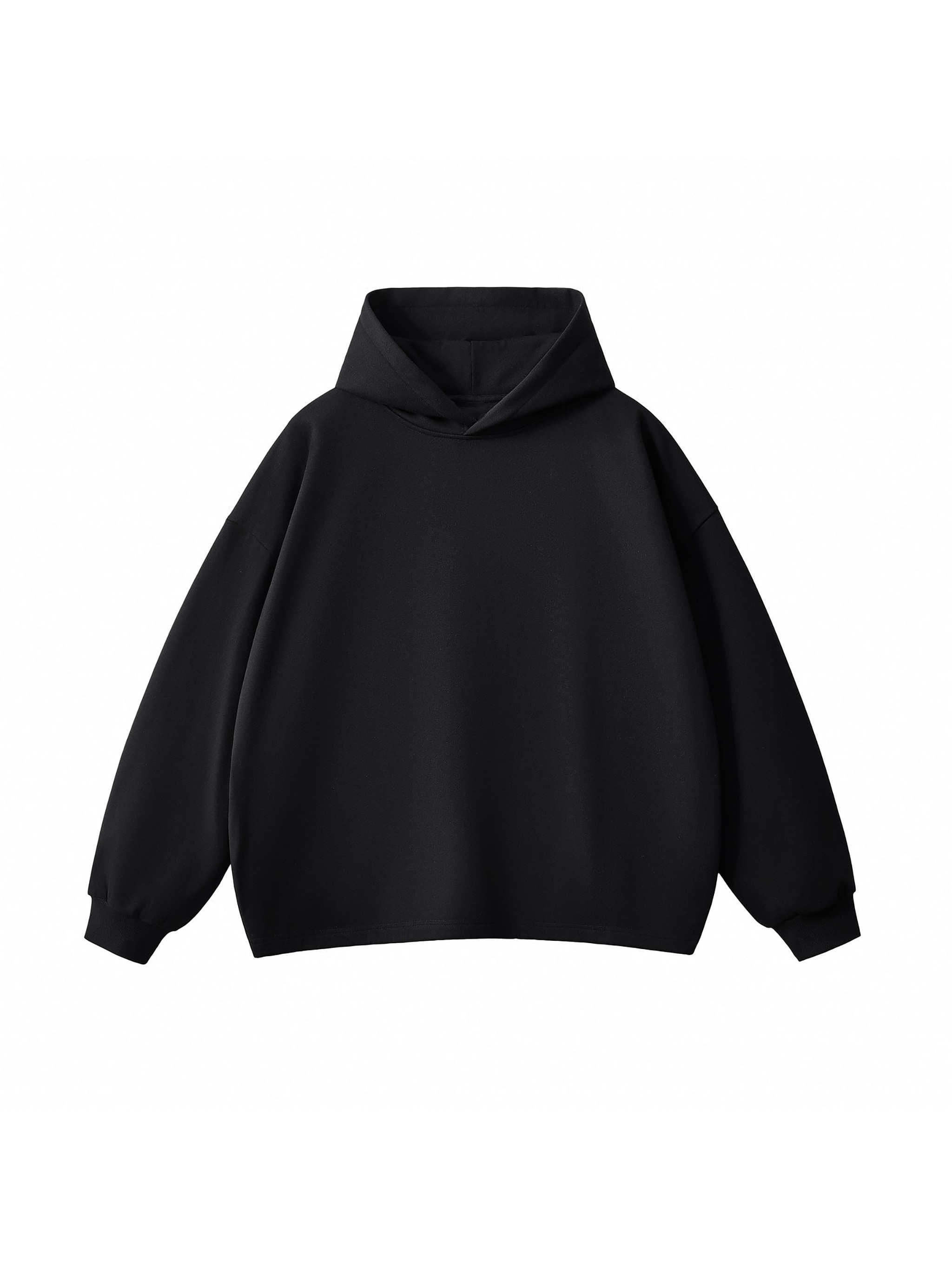 Heavyweight Oversized Drawstring Hem Hoodie — Black