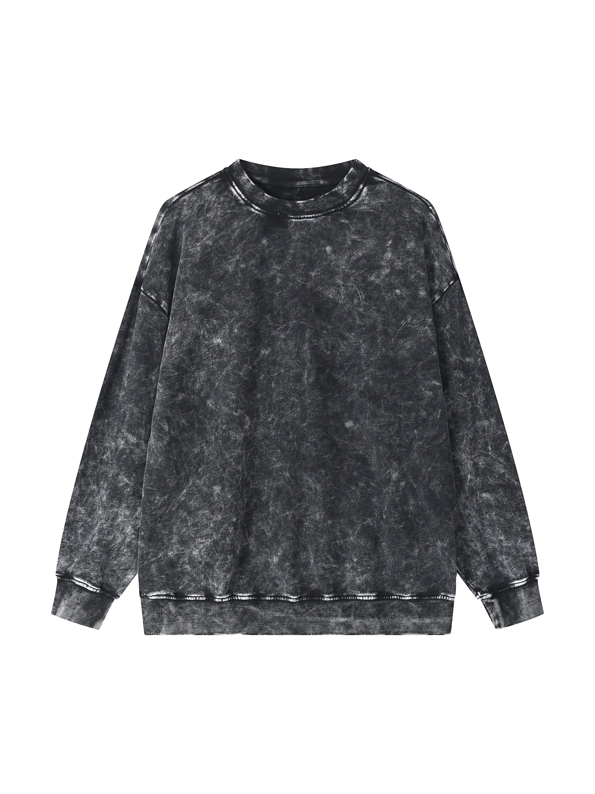 Snow Washed Hand-Frayed Sweatshirt — Black