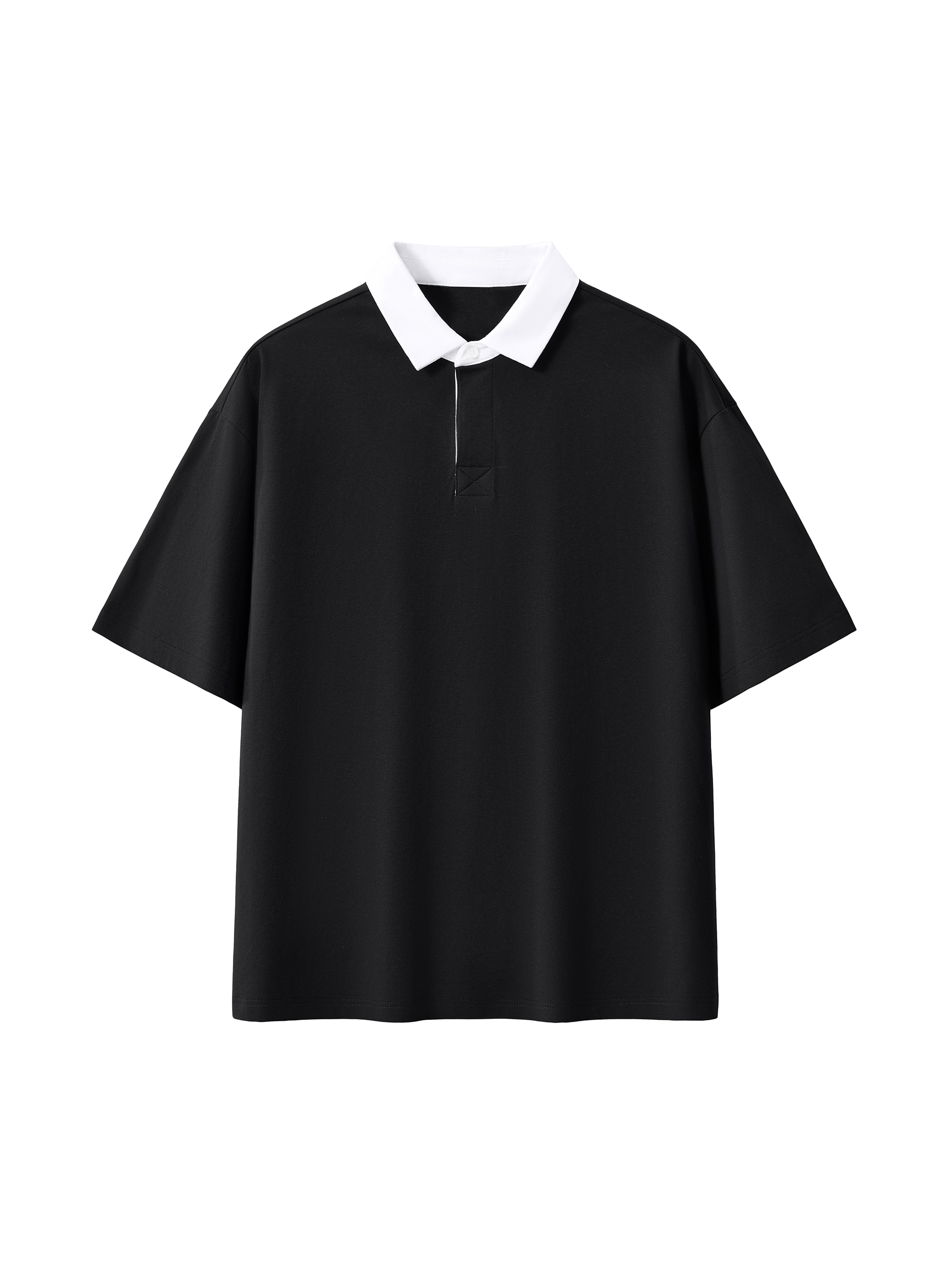 Contrast Collar Polo Shirt — Black
