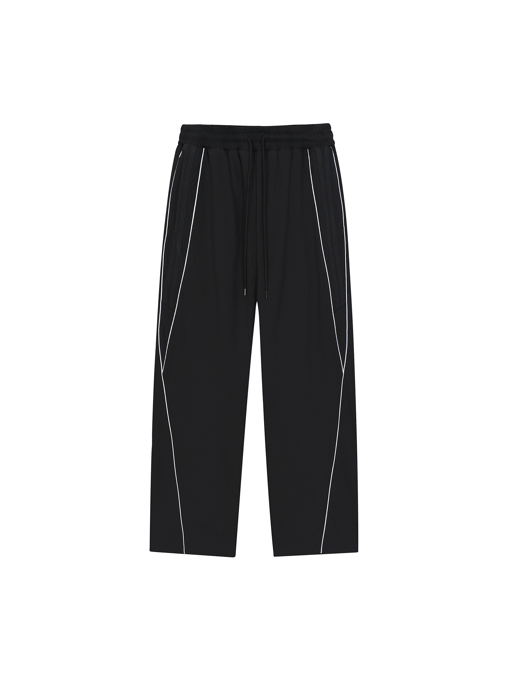 Reflection Striped Straight-Leg Sweatpants — Black