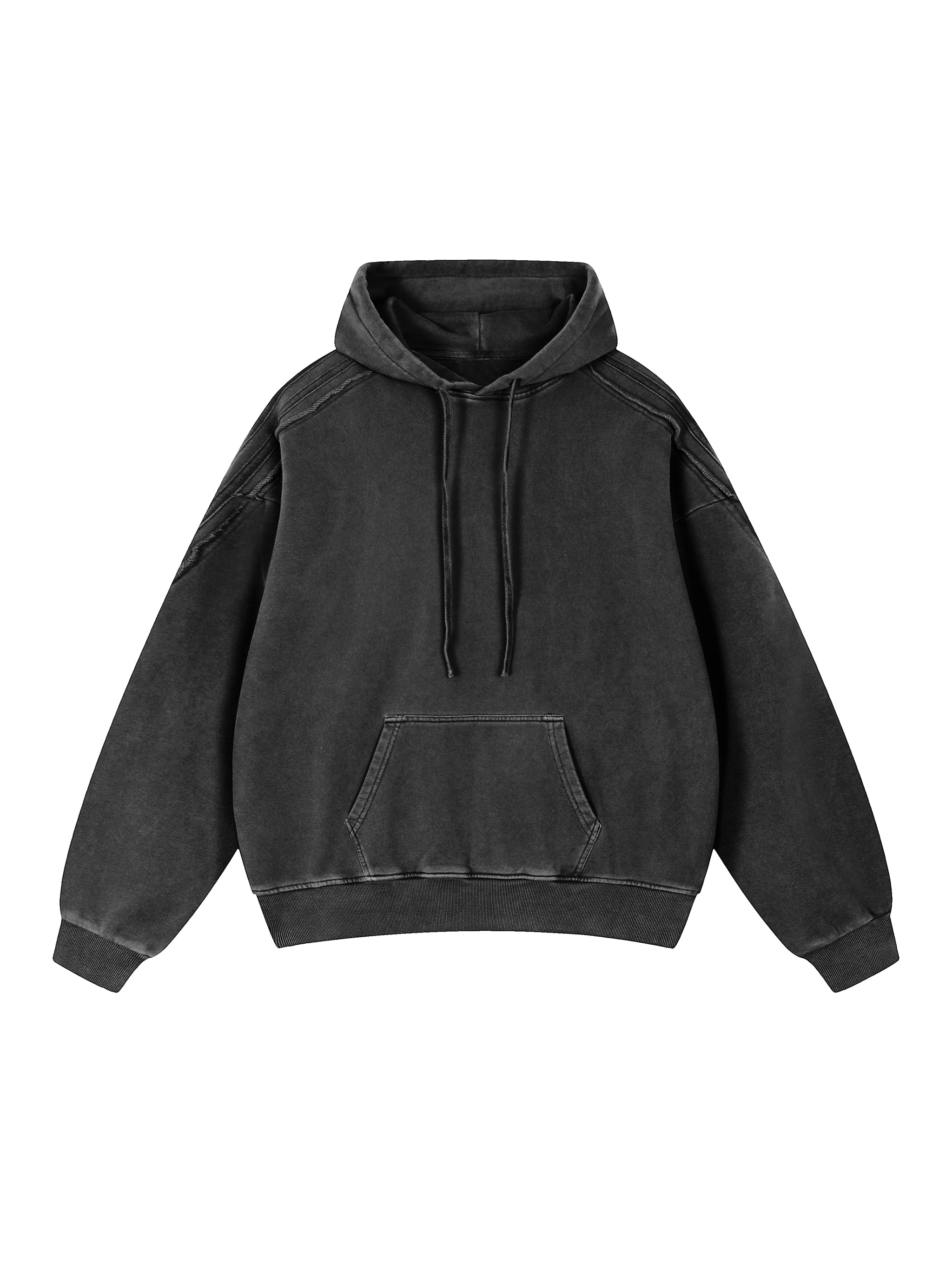Snow Washed Raw Edge Hoodie — Black