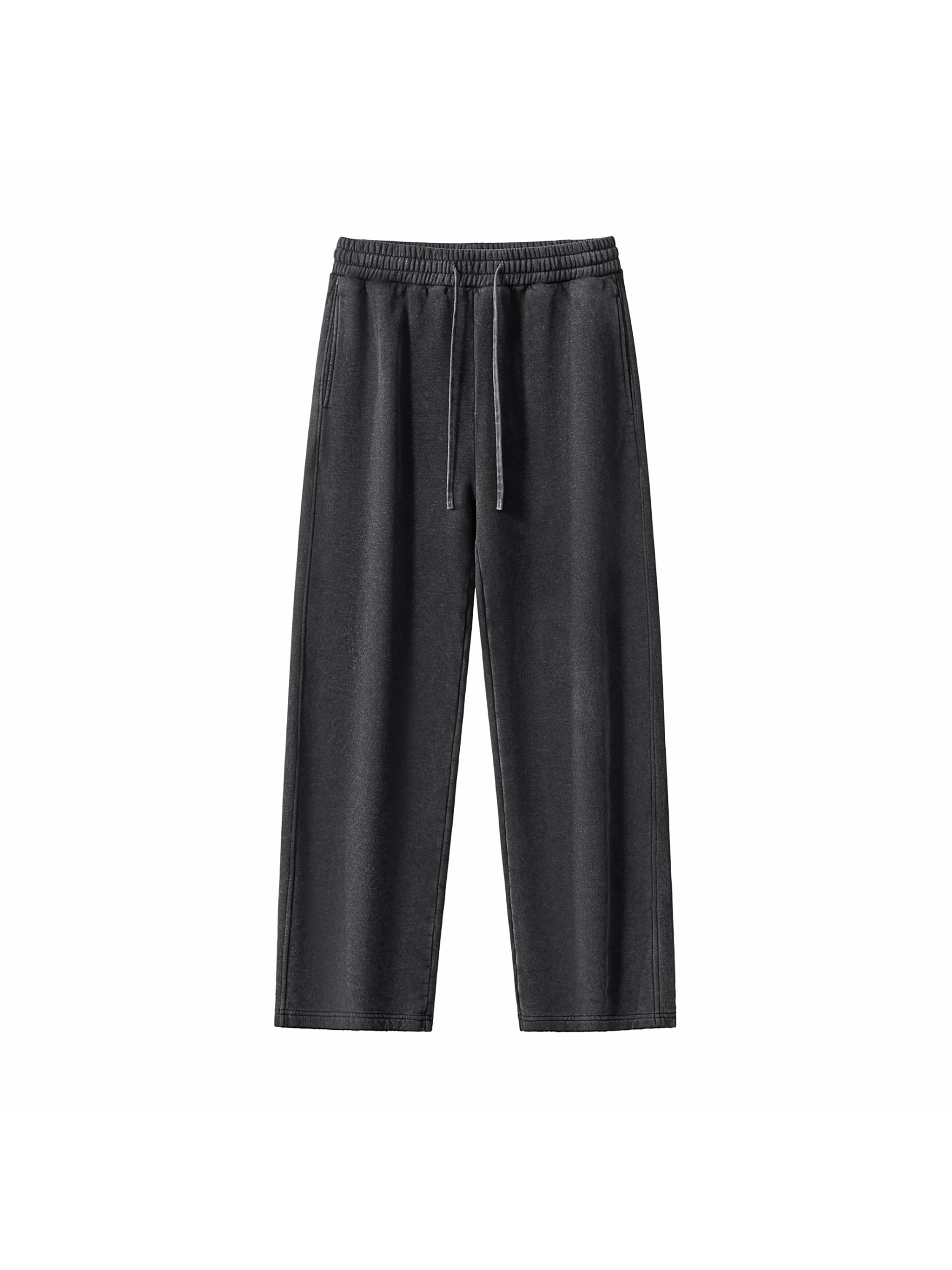 Frayed Enzyme Washed Fleece Sweatpants — Black