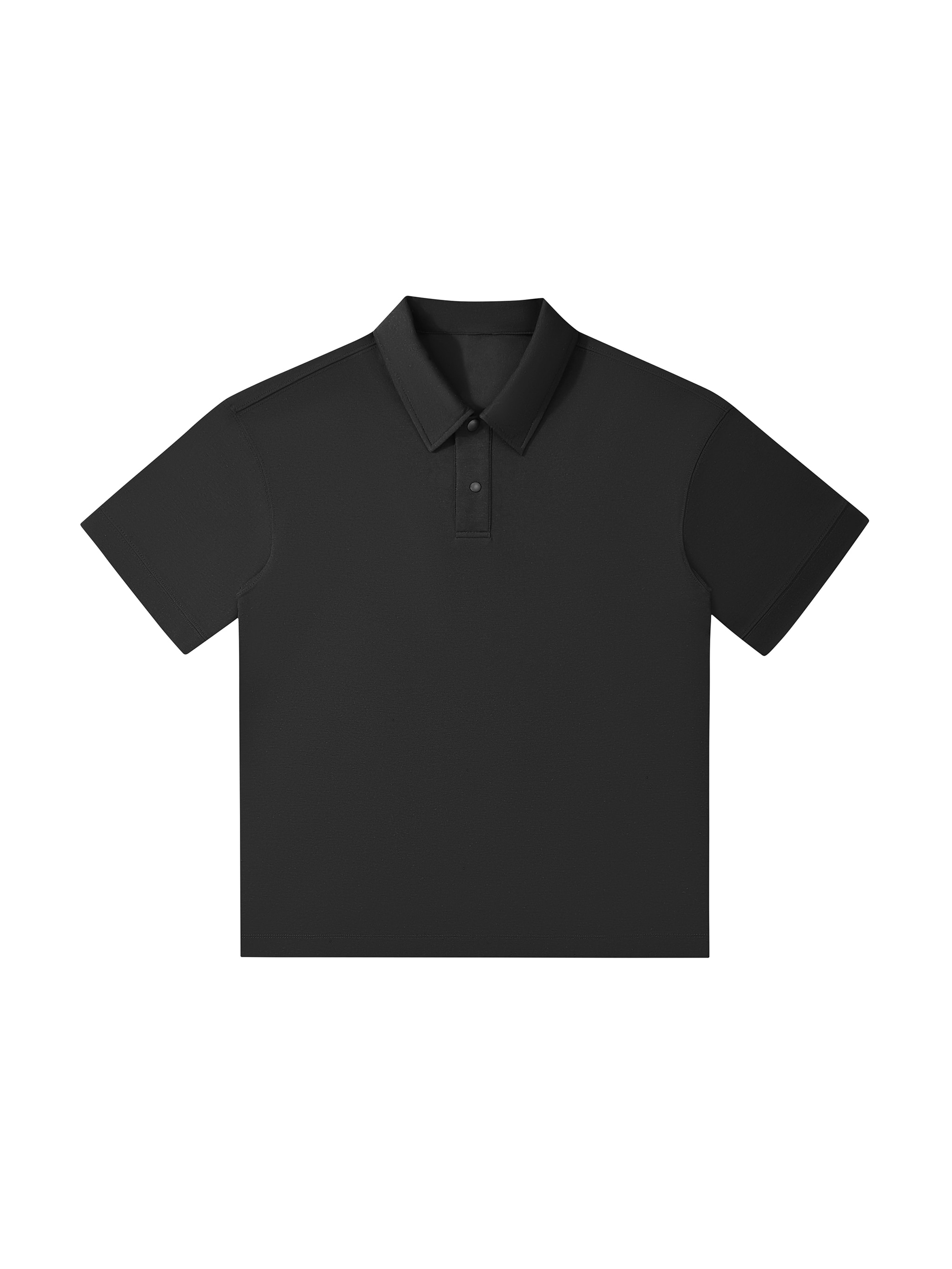 Drop Shoulder Short-Sleeve Polo — Black