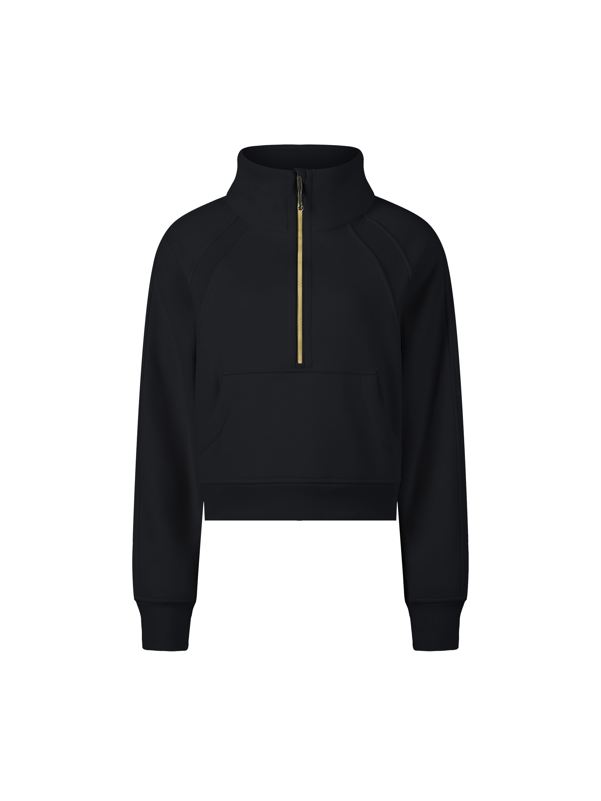 Cropped Half-Zip Sweatshirt — Black