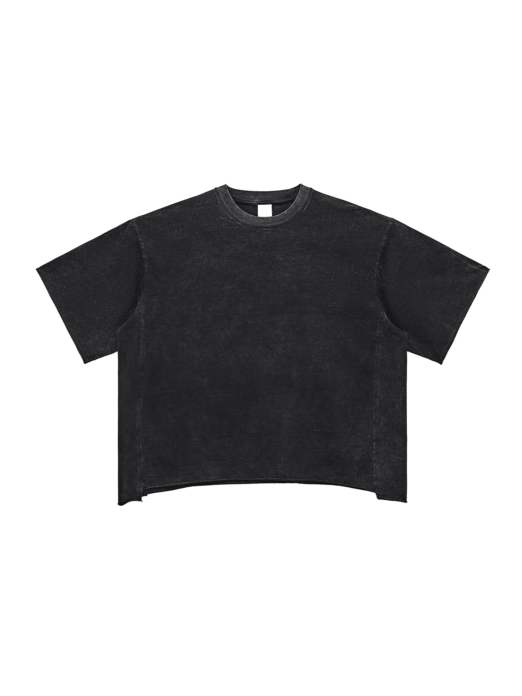 Raw Edge Snow Washed Boxy T-Shirt — Black