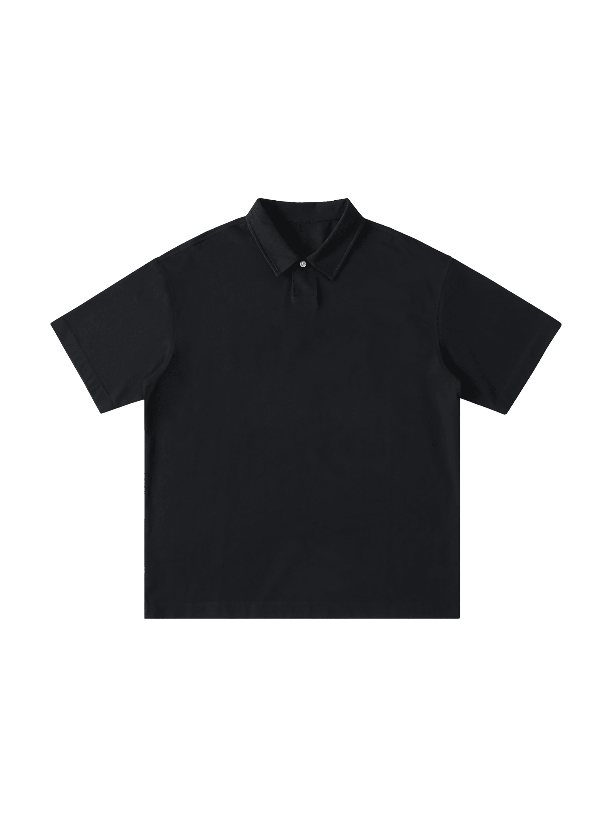 Loose Cotton Polo Shirt — Black
