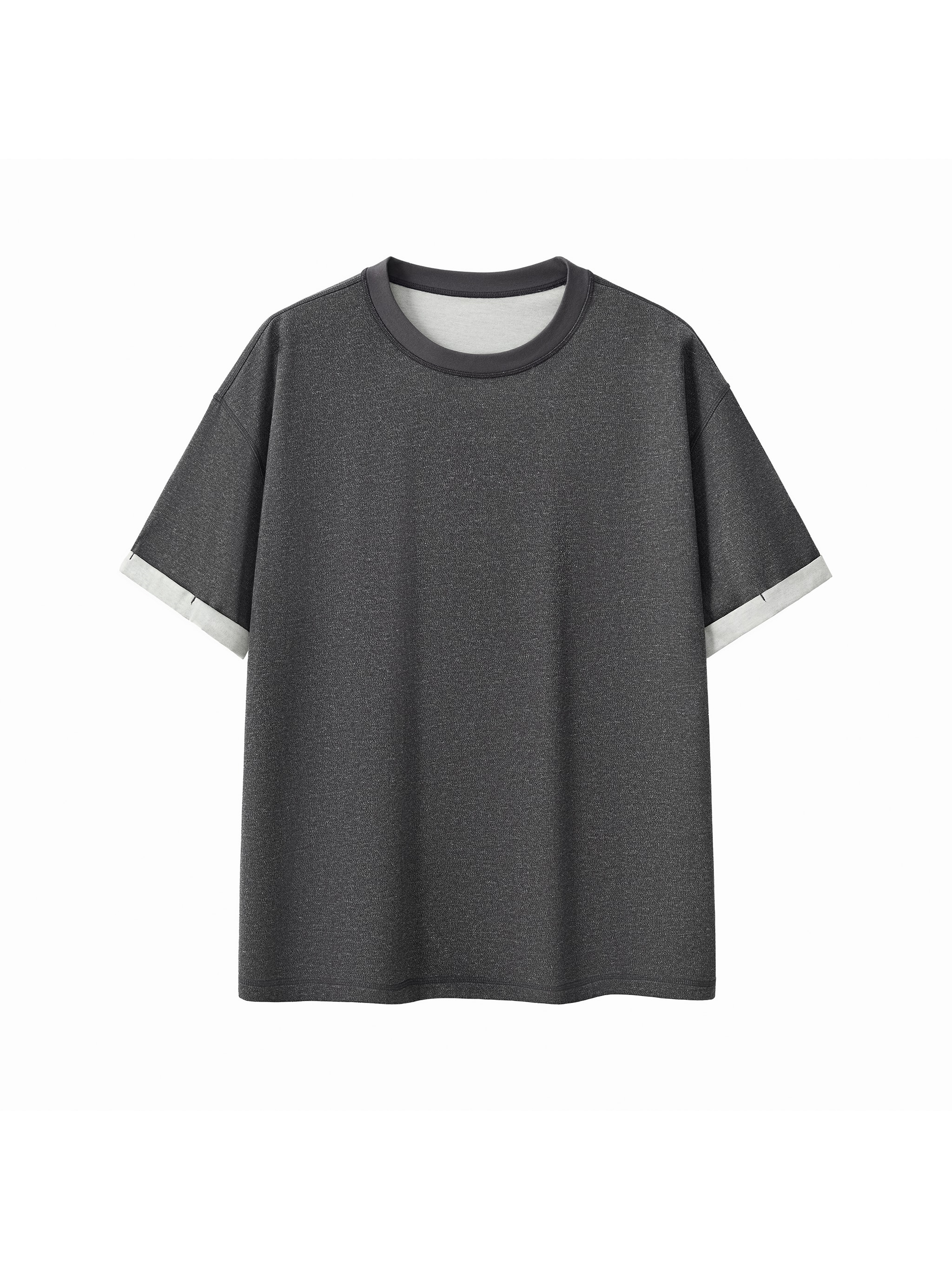 Contrast Cuff T-Shirt — Charcoal Gray