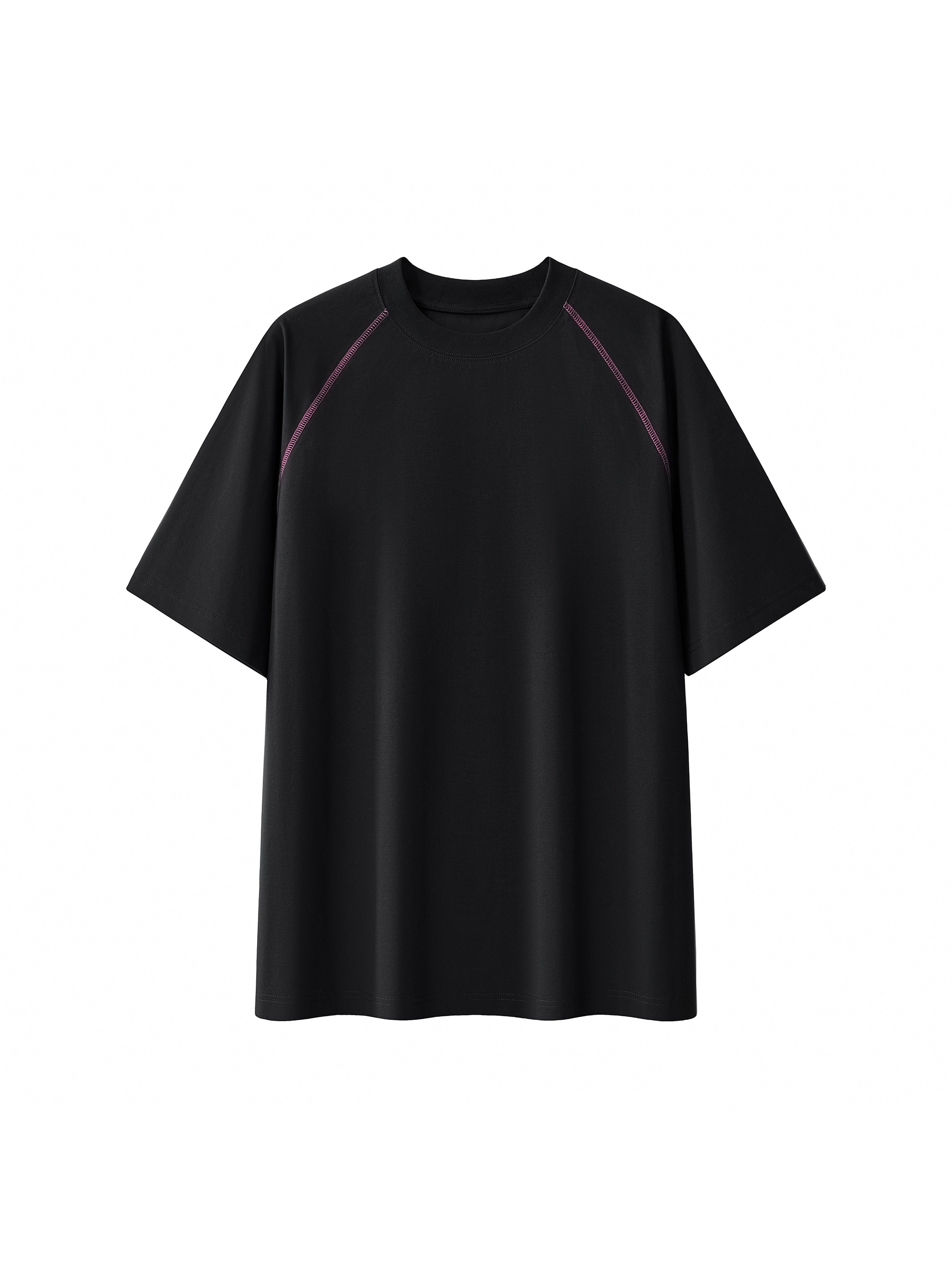 Unisex Contrast Stitch Raglan T-Shirt — Black