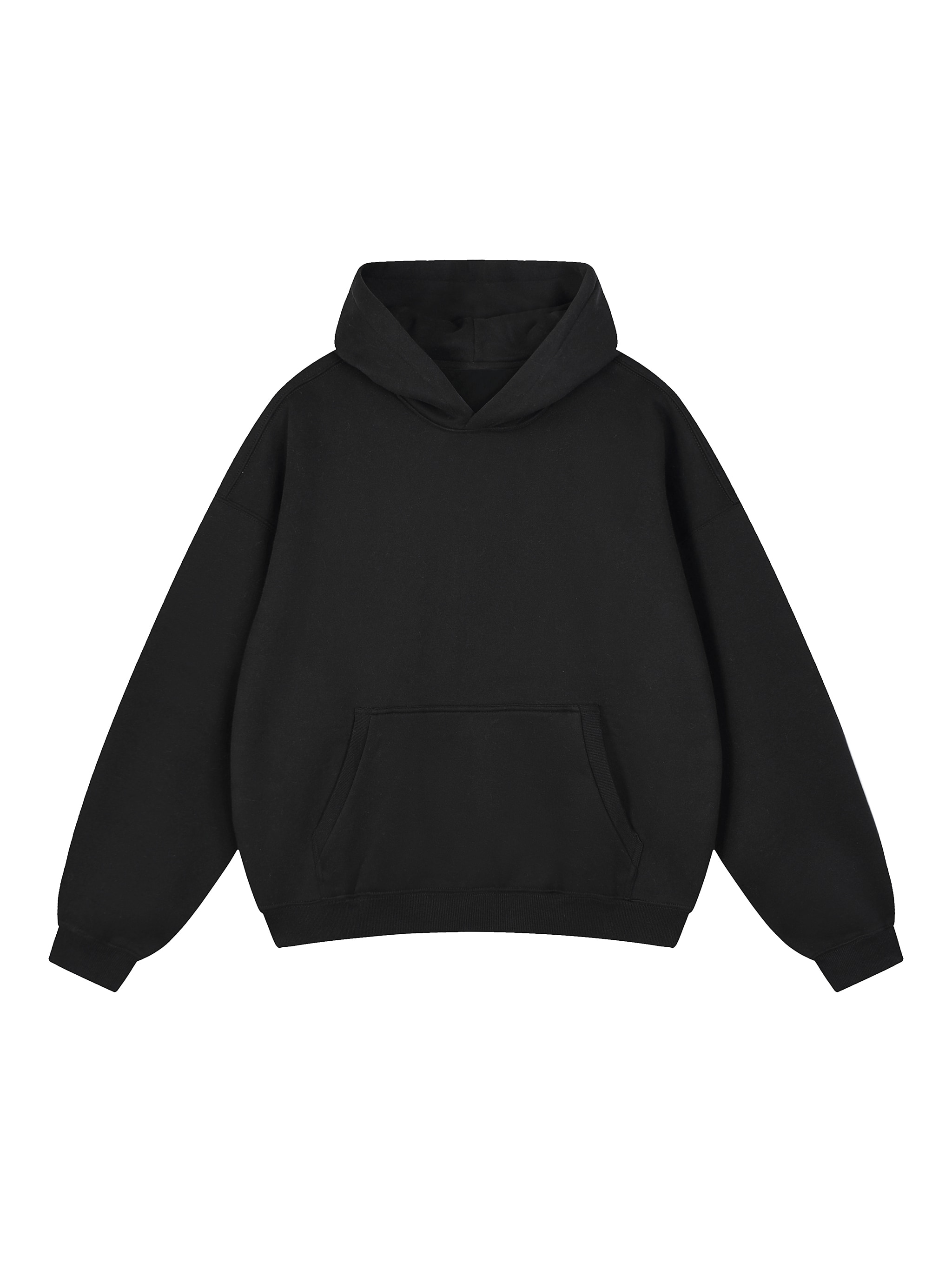 Oversized Boxy Fleece Hoodie — Black